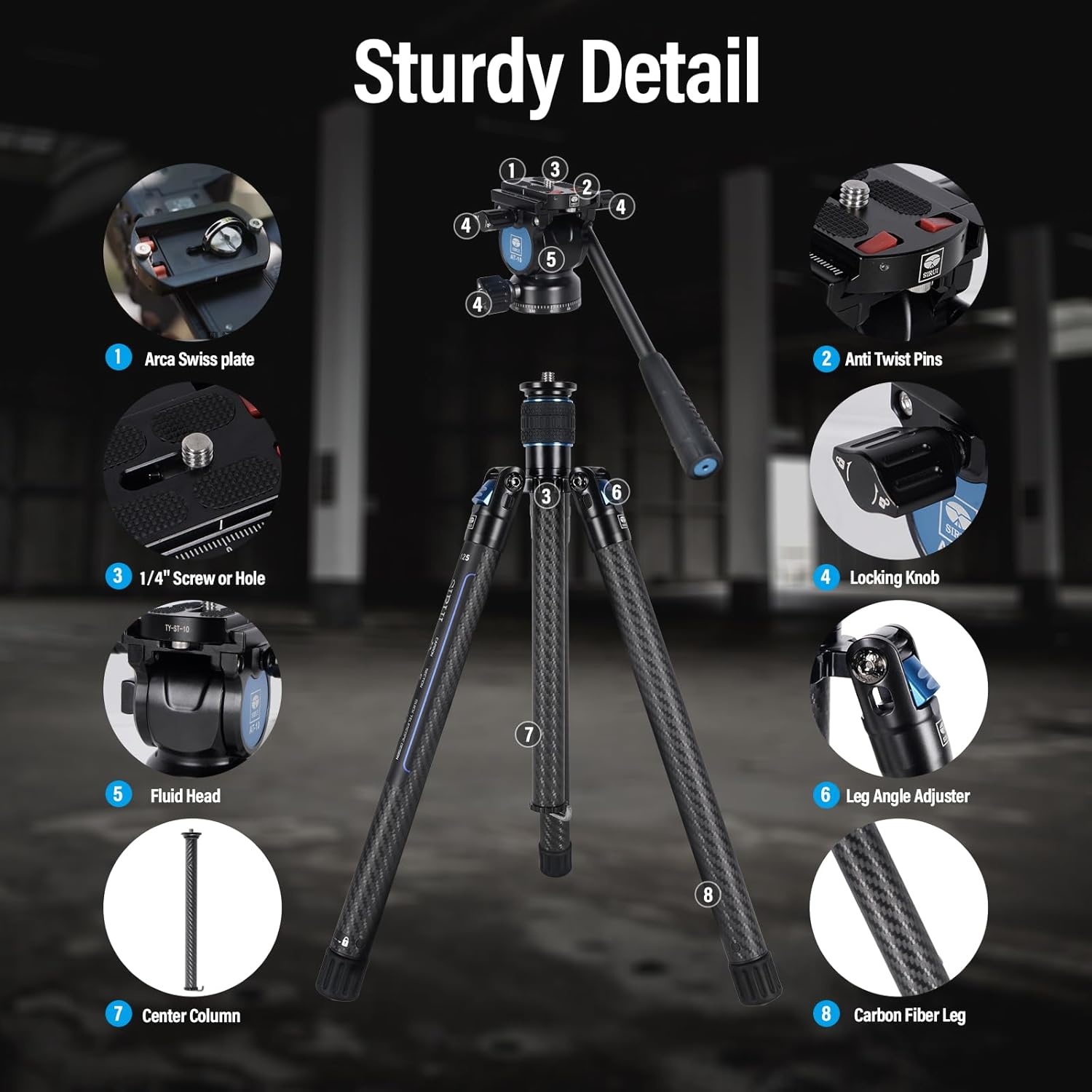 SIRUI Traveler X Lightweight Carbon Fiber Tripod with Panoramic Video Head, 59.8&rdquo; Compact Camera Tripod with Quick Leg Setup, Max Load 11Lbs (Fluid Head/At-10) image number 5
