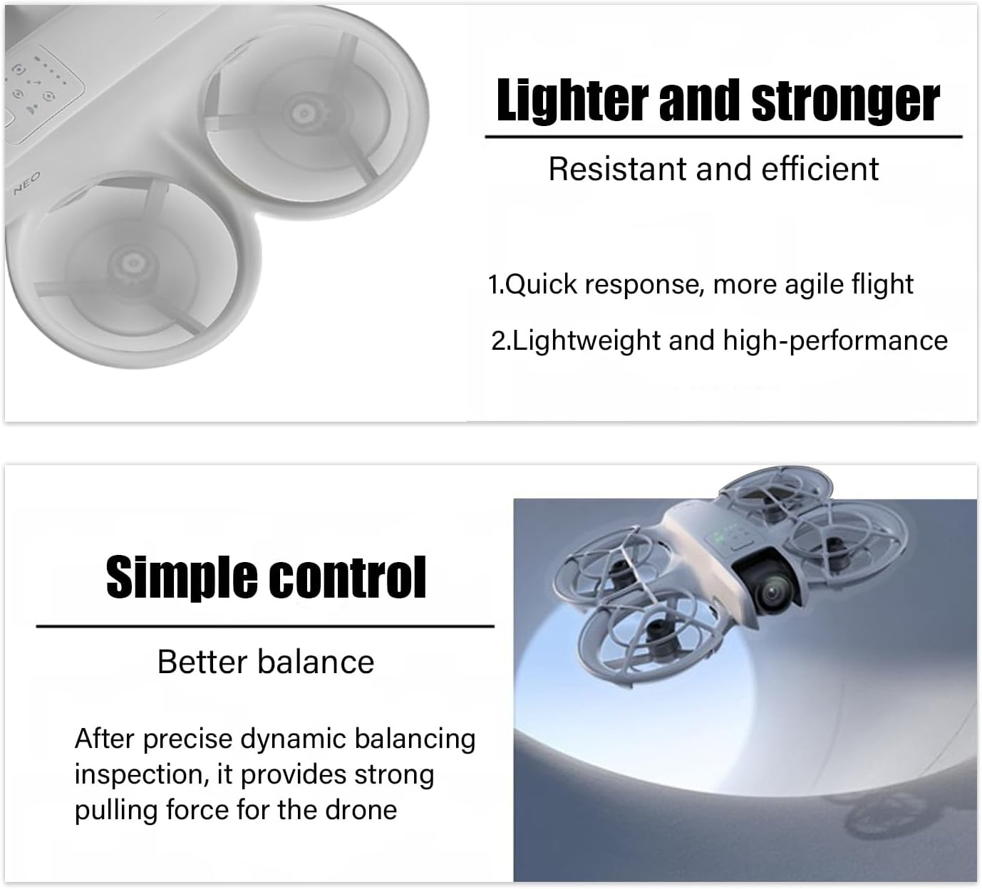 2 Pairs Low Noise Propellers Compatible with DJI NEO, Propeller Quiet for DJI NEO, Safe Multicoloured Available Low Noise Quick Release Robust Drone Accessories, Propeller Replacement Wings, Grey image number 4