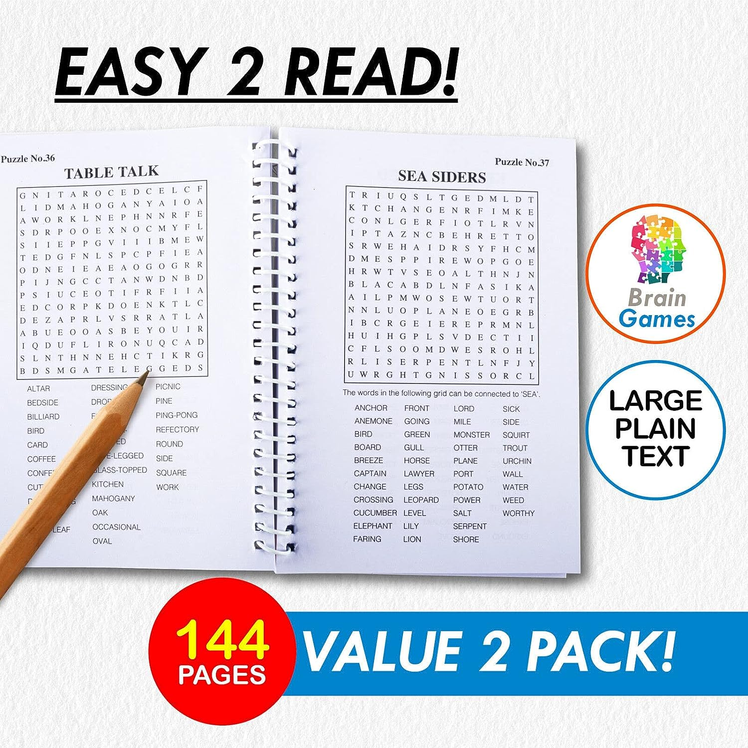 [2PCE] Office Central Spiral Word Search Puzzle Book, Eye Catching with Bright Front Covers with Large Capital Lettering and with 144 Pages of Words to Find, A5 Size image number 2
