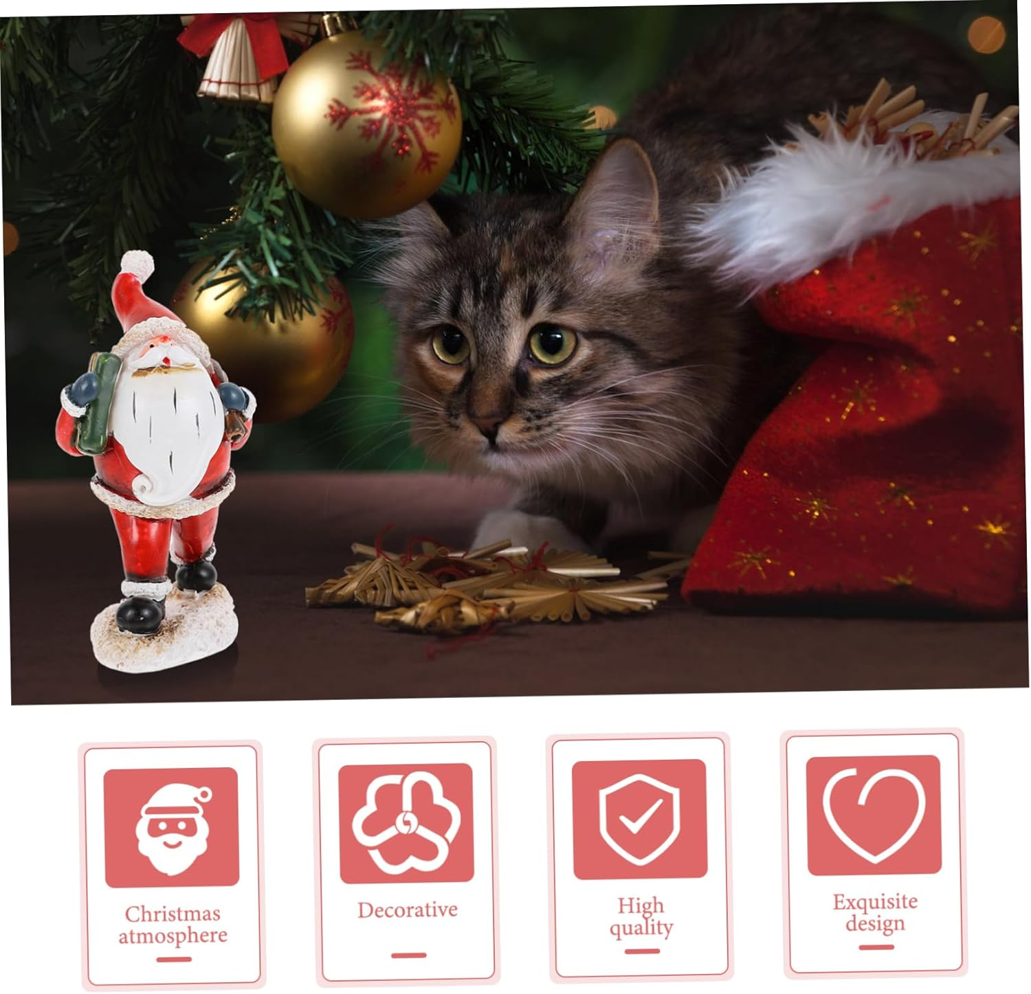 KOMBIUDA Santa Claus Ornaments Resin Christmas Decoration Desktop Adornment Creative Santa Claus Decor Xmas Presents for Home and Party - Multi image number 4