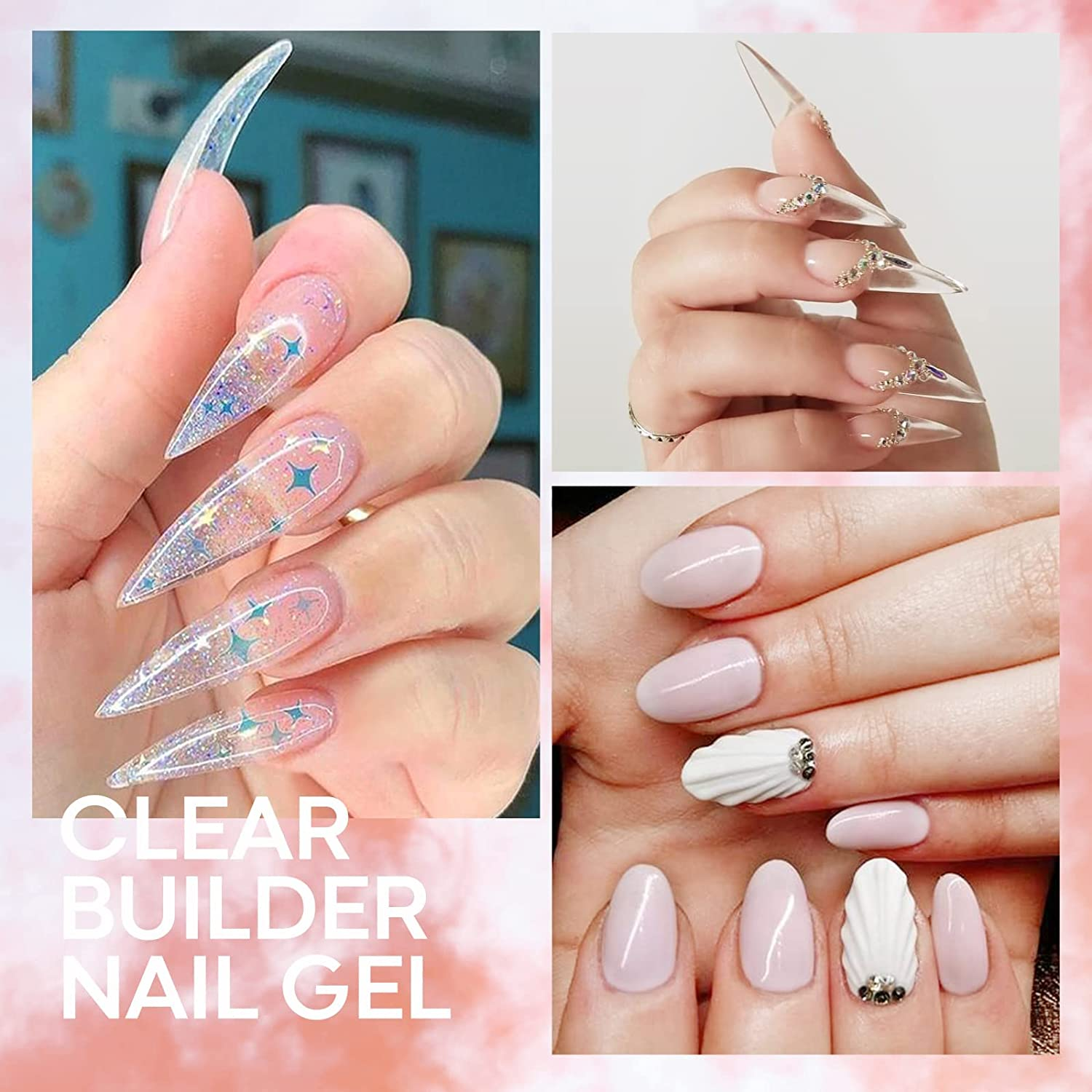 Modelones Builder Nail Gel - 2Oz Clear Hard Gel for Nails, Nail Extension Gel Nail Kit Acrylic Gel Nail Strengthen Gel Nail Art Manicure Set with 100PCS Nail Forms and Dual-Use Acrylic Nail Brush Professional DIY at Home image number 4
