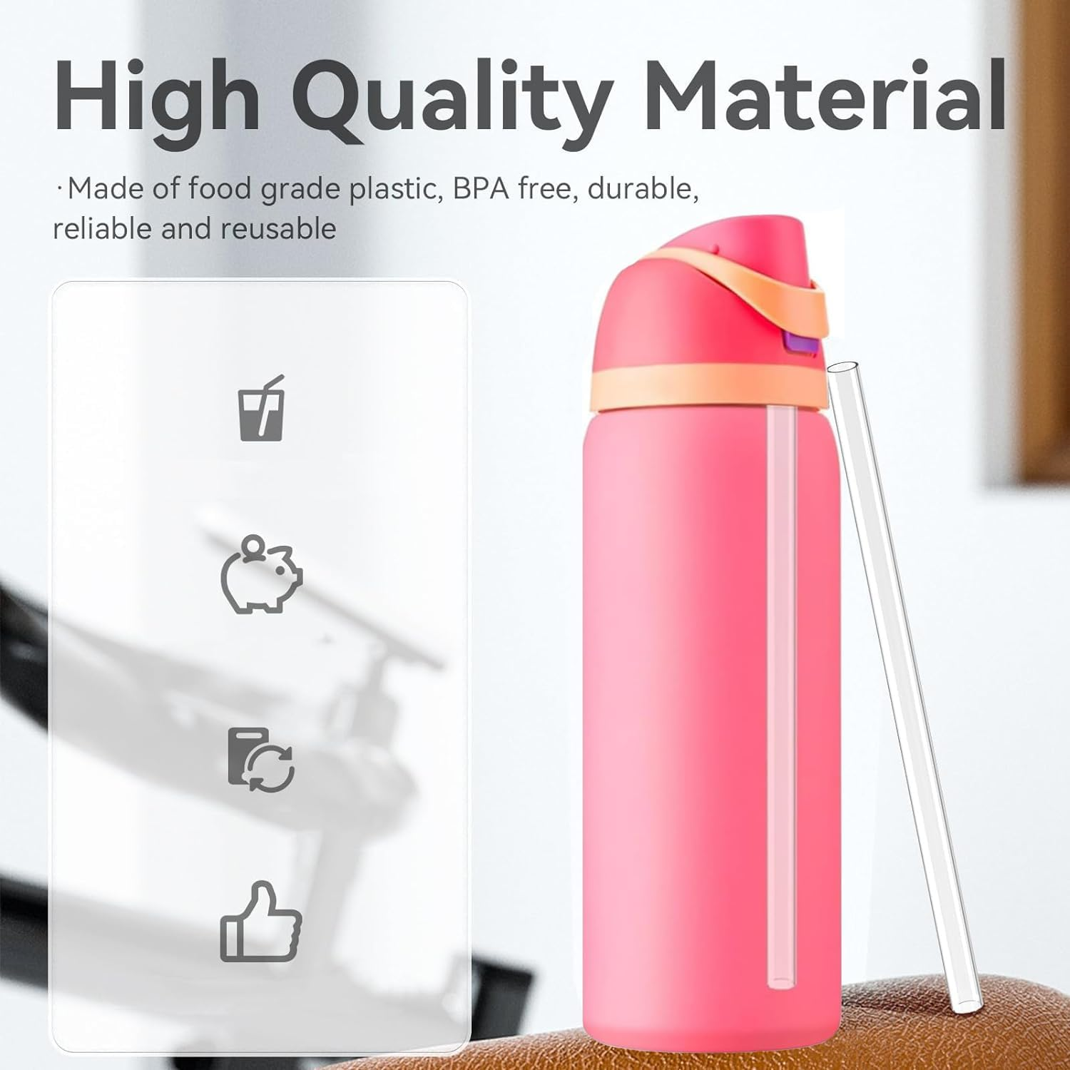 6 PCS Replacement Straws for Owala Freesip 32Oz Water Bottle,Reusable Plastic Straws with Cleaning Brush for Owala 24 Oz Plastic Straw Travel Sports Cup Accessories, Clear image number 5