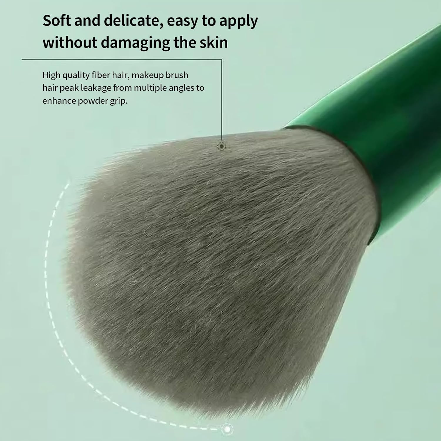 13 Pcs Makeup Brushes, Makeup Brush Set for Foundation Face Contour Powder Blush Concealers Eyeshadow Eye Shadows, Travel Makeup Brushes for Daily Makeup Use (Green) - Green image number 2