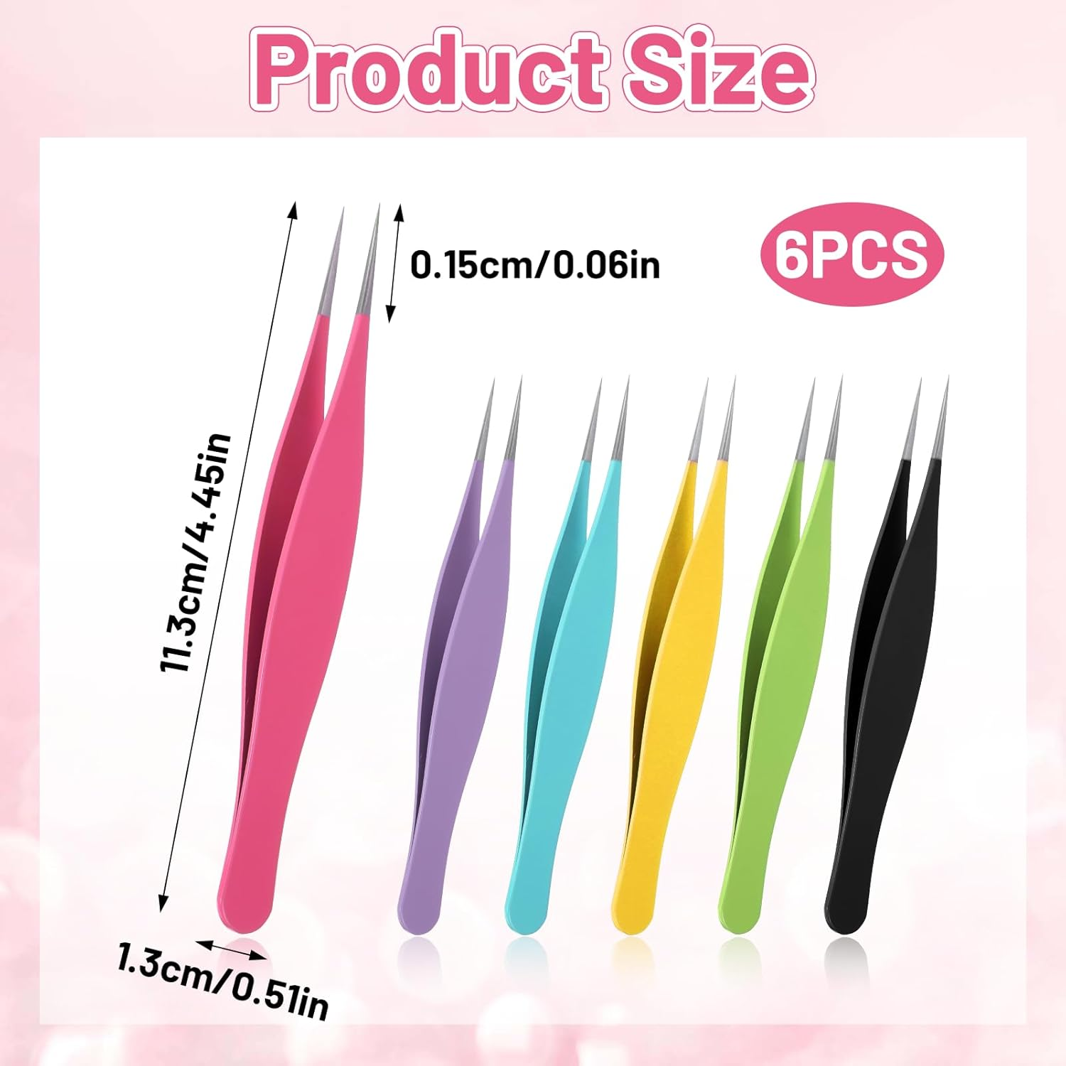 Pack of 6 Colourful Pointed Tweezers, Blackhead Tweezers Set, Precision Tweezers for Blackheads and Acne, Ultra-Fine Pimple Remover Tool, for Acne, Pimples, Comedones, Stains or Removal image number 5