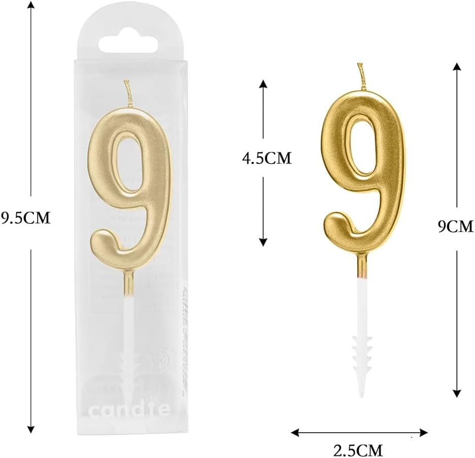 10-Count 0-9 Gold Number Birthday Candles, Cake Numeric Candles,For Cake Decoration on Birthday Parties and Wedding Anniversary Celebrations image number 3