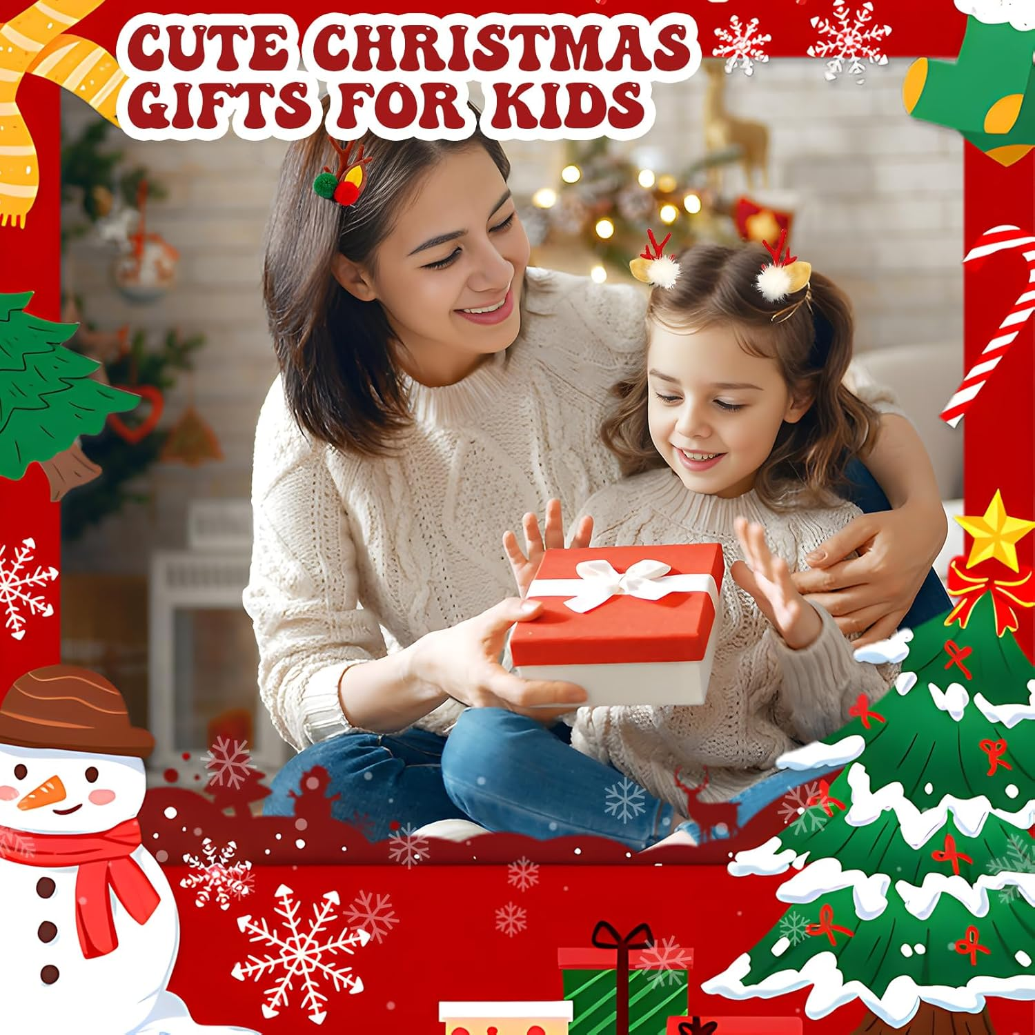 Christmas Hair Accessories Set, 10 Pieces Christmas Accessories for Women, with Christmas Hair Clips, Elastic Bands, Hair Brush, Christmas Stocking Filler, Beautiful and Practical, Can Be Used As image number 2