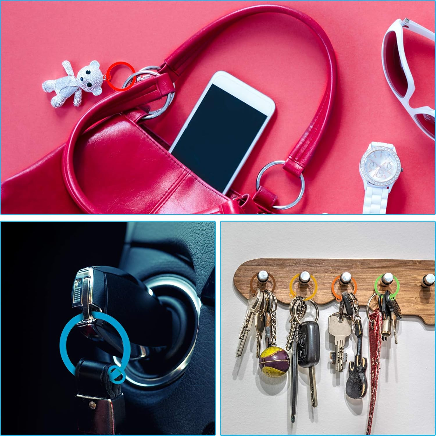 Flat Split Key Rings 100 PCS Metal Colorful Paint Split Keychain Rings 30Mm Flat Split Rings Keyring Making Kit for Home Car Keys Attachment DIY Crafts Decorations (Random Color) image number 6