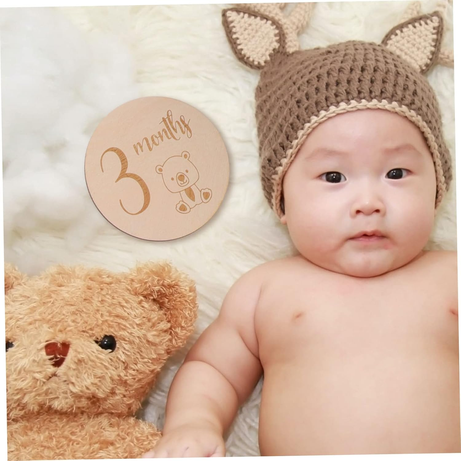ERINGOGO Wooden Digital Cards Monthly Milestone Boy Newborn for Photo Announcement Months Signs image number 4