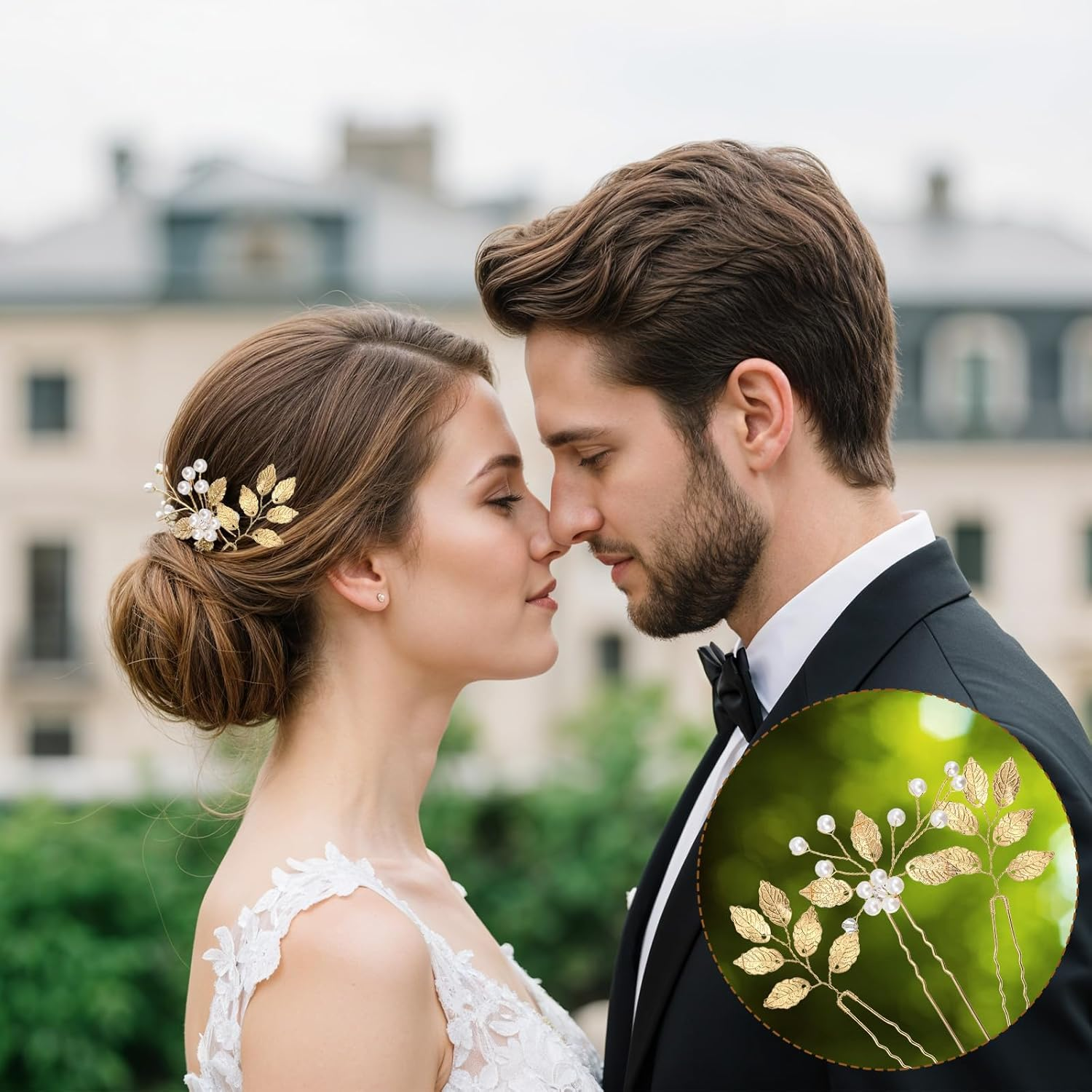 Pack of 6 Bridal Hair Pins Gold Leaves Crystal Beads Vintage Headpiece Hair Clips Hair Accessories Wedding Rhinestone Hair Accessories for Brides Bridesmaids (Gold) image number 3