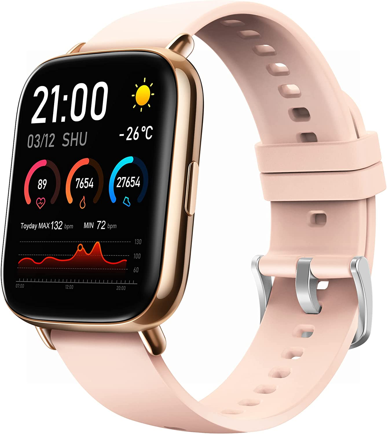 Smart Watch Fitness Tracker 1.69" Touch Screen Waterproof 24 Sports Modes with Body Temperature Heart Rate Blood Oxygen Monitor Sleep Quality Tracker 15 Days Battery Life Call & APP Message Reminder for Iphone Android Phones image number 4