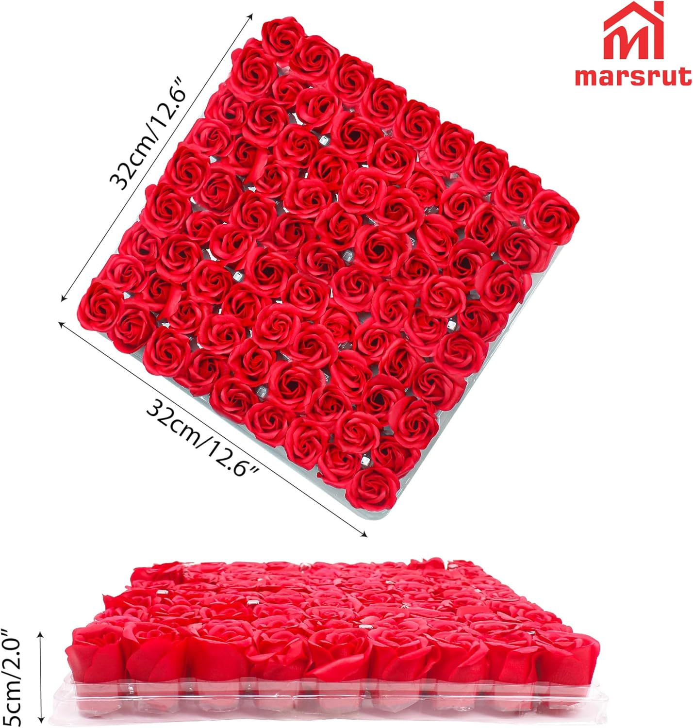 Marsrut 81Pcs Bath Soap Rose Flower,Scented Soap Rose Petals Body Soap for Valentine'S Day, Wedding, Anniversary, Birthday, for Her Red image number 4
