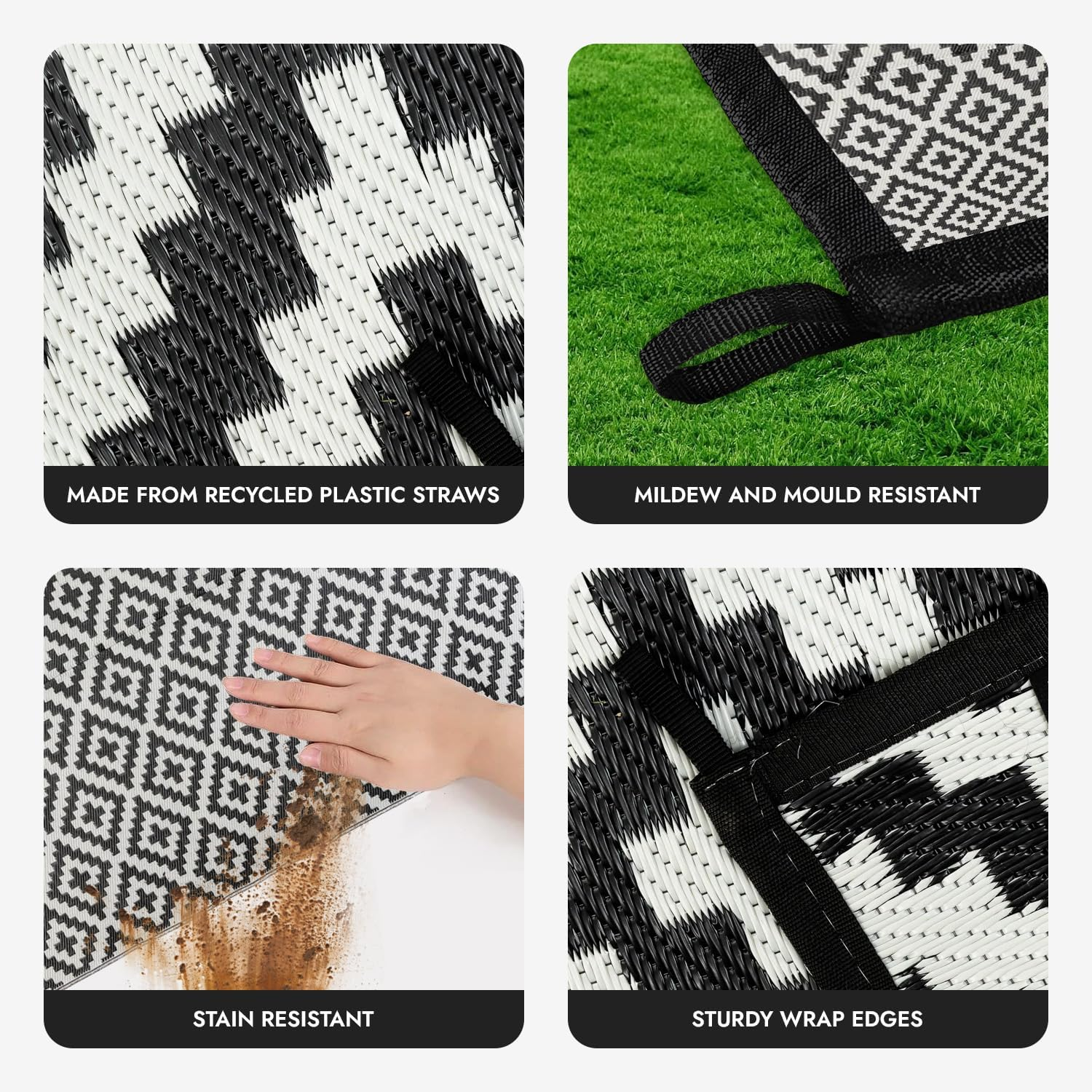 Outdoor Rug - Diamond Black and Grey Square (300 X 300 Cm) image number 2