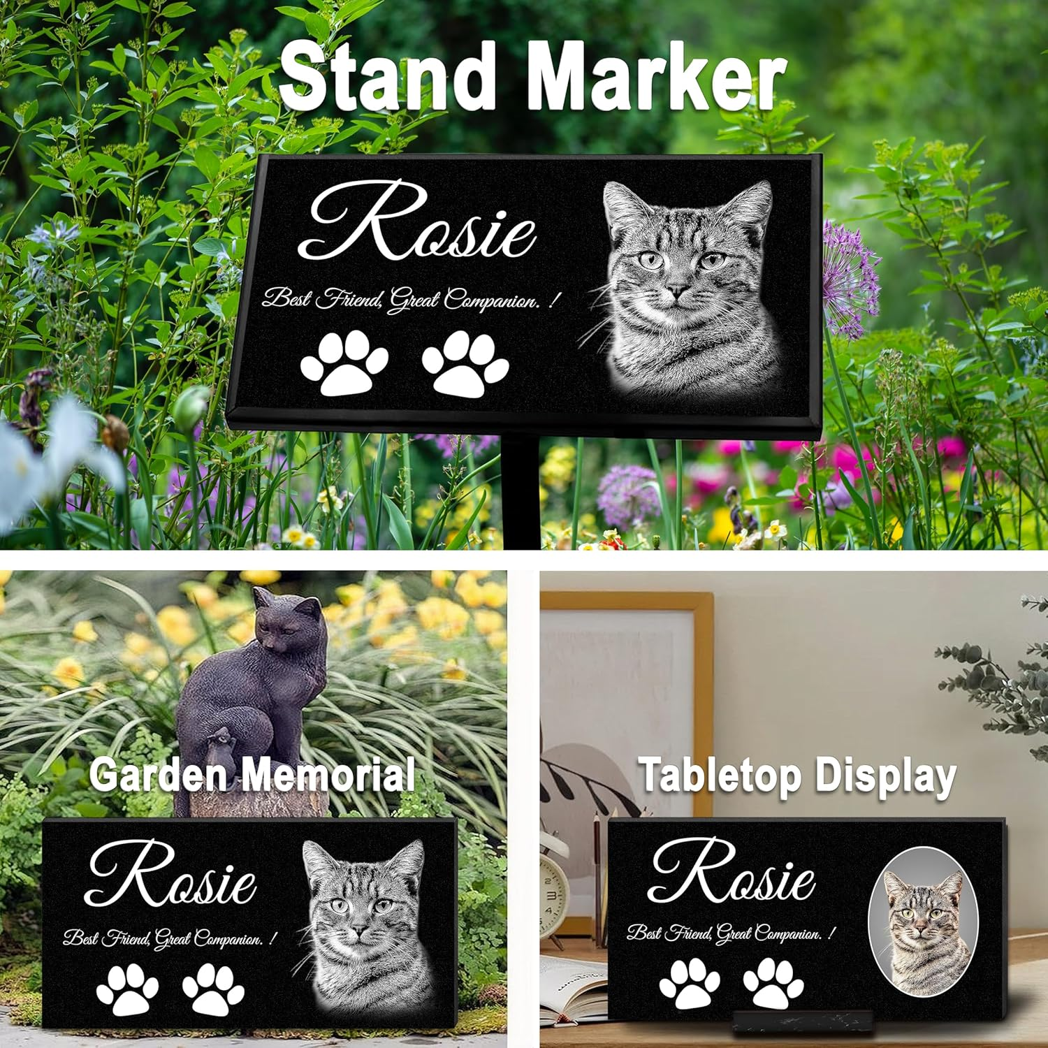 ADFSTONE Pet Memorial Stones Personalized Dog Remembrance Gifts, Customized Cat Picture Grieving Plaque, DIY Gravestone, Custom Sympathy Photo Gift, Animal Grave Markers image number 5