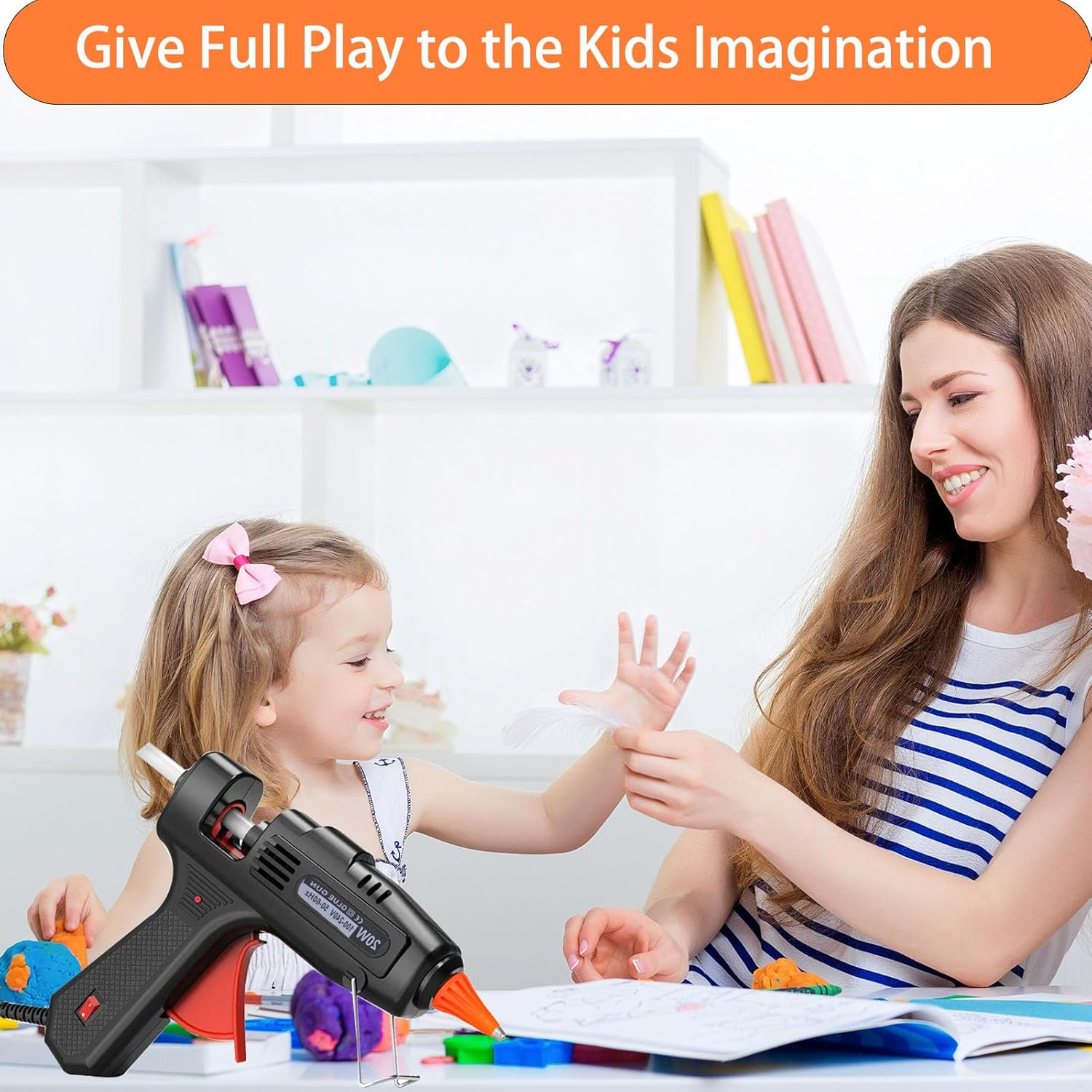 Hot Glue Gun Kit with 40 Glue Sticks(150Mm X 7Mm), 20W Fast Preheating Mini Hot Melt, High Temp for School Crafts DIY Arts and Quick Home Repairs, Black