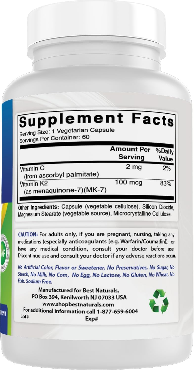 Best Naturals MK-7 100 Mcg 60 Vcaps image number 4