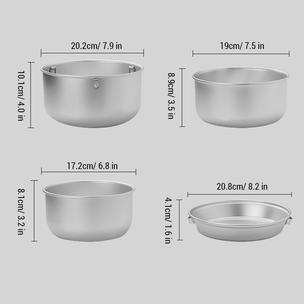 TARSHYRY 10 Piece Camping Cookware Set, Lightweight Pot, Pan, Mini Cooker for Backpacking, Outdoor Camping, Hiking and Picnic (Kettle, Pot, Frying Pan, Stove, image number 4