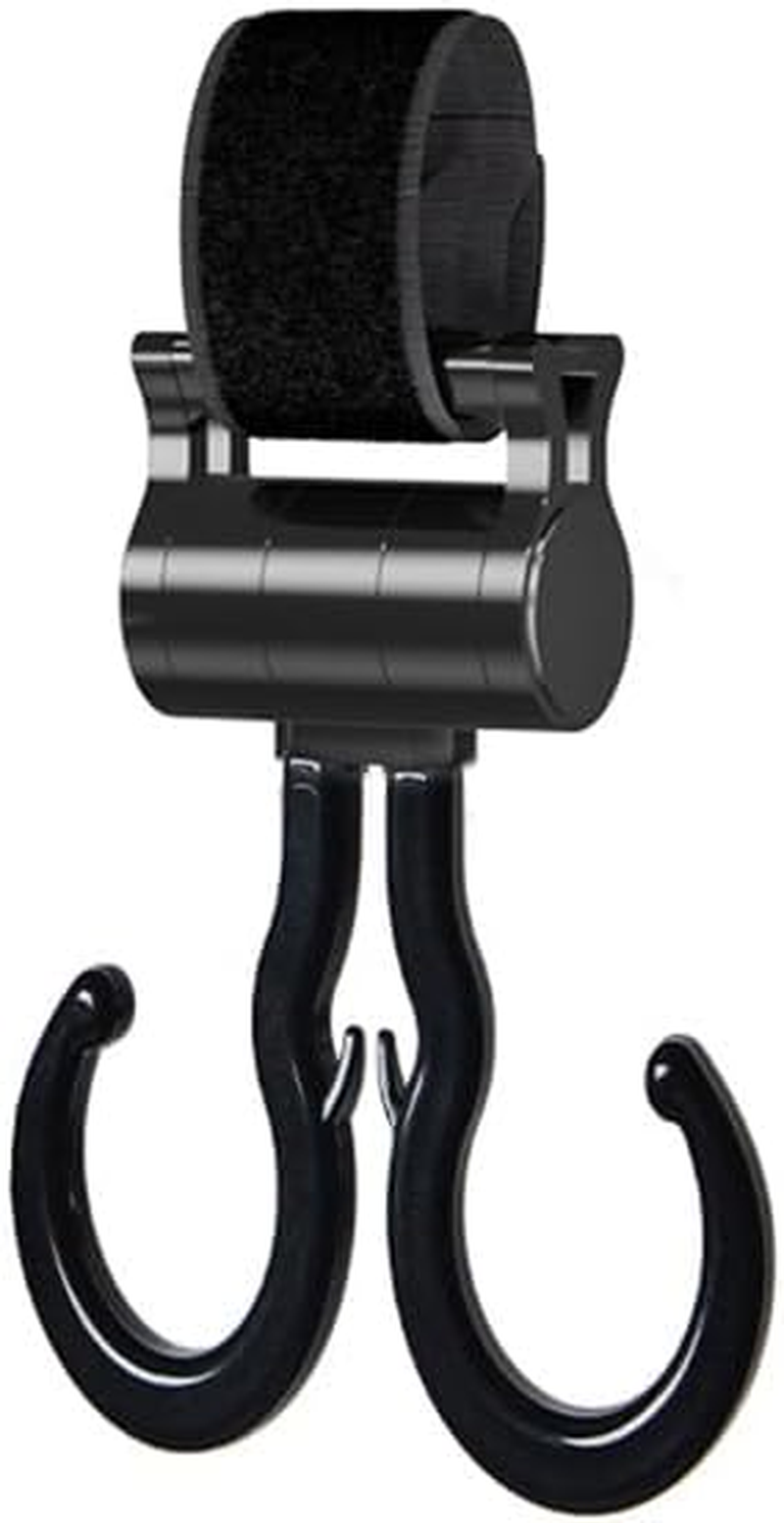 XUNQUCOM Baby Stroller Double Hooks Adjustable Stroller Hooks for Hanging Diaper Bags and Shopping Accessories Black image number 4
