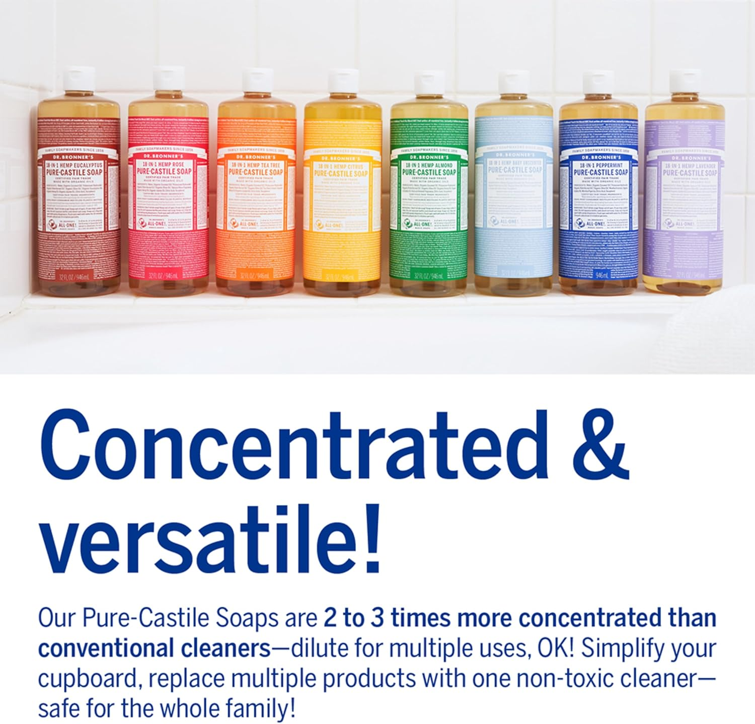 Dr. Bronner'S - Pure-Castile Liquid Soap (Almond, 16 Ounce) - Made with Organic Oils, 18-In-1 Uses: Face, Body, Hair, Laundry, Pets and Dishes, Concentrated, Vegan, Non-Gmo image number 5