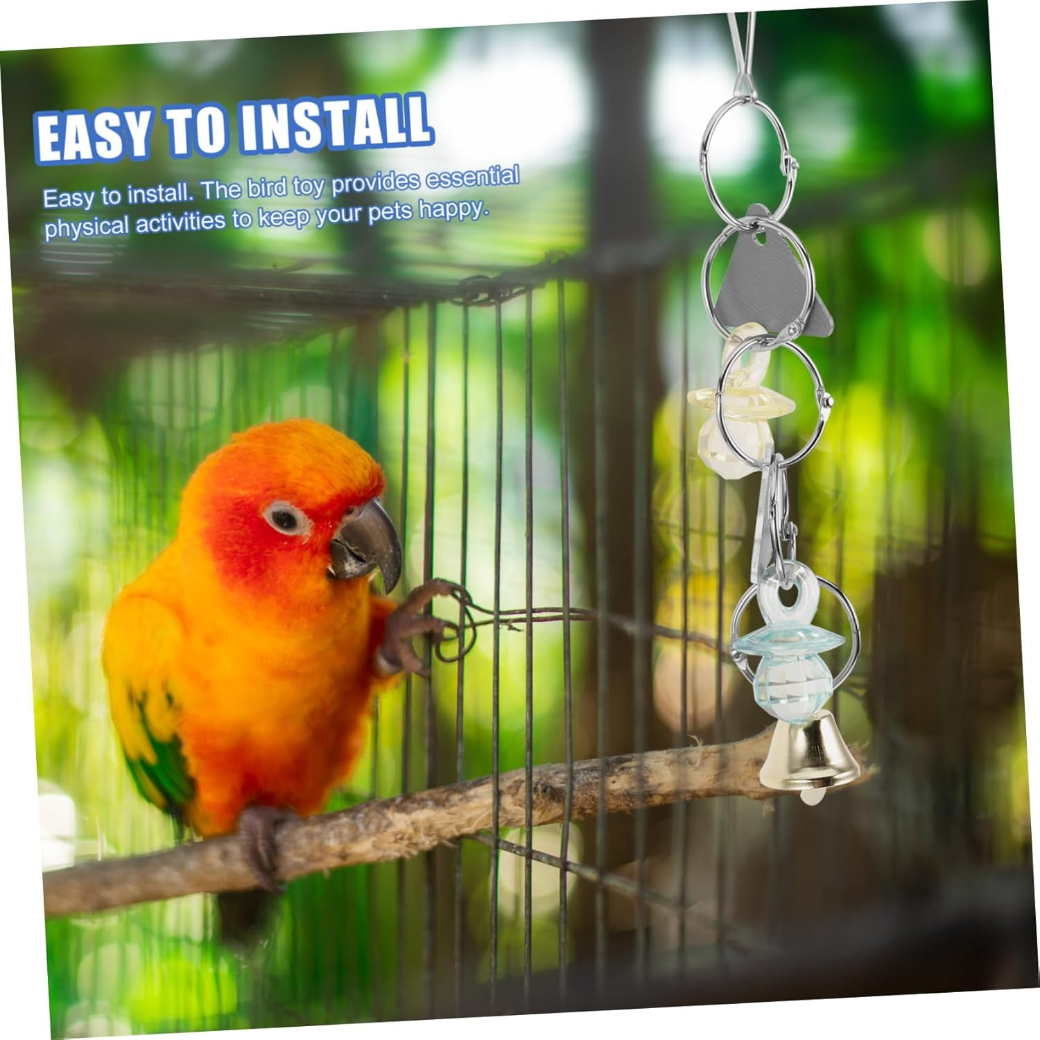 YARNOW Hanging Bird Mirror with Bell for Parakeets and Cockatiels Cage Accessory with Hook Multifunctional Fun Parrot to Encourage Play and Relaxation Random Color image number 6