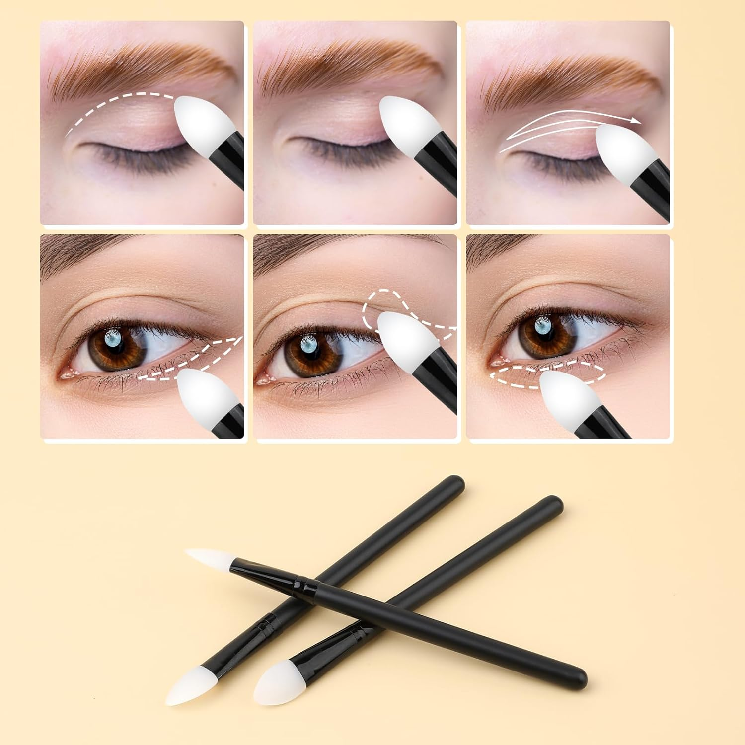 3 Pcs Silicone Shadow Brush Eyeshadow Applicators Eyeshadow Brush Lip Mask Makeup Brushes for Liquid Eye Shadow Applying Cream image number 6