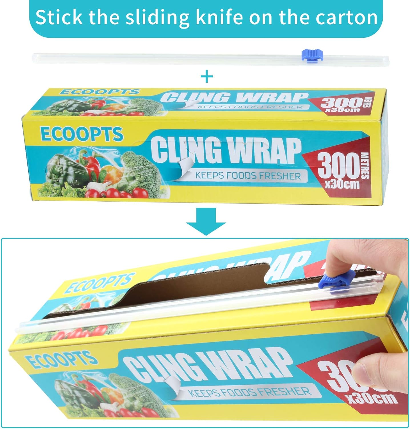 Cling Wrap Plastic Food Wrap with Slide Cutter and BPA Free Plastic Wrap 30Cm&times;300Meter image number 4