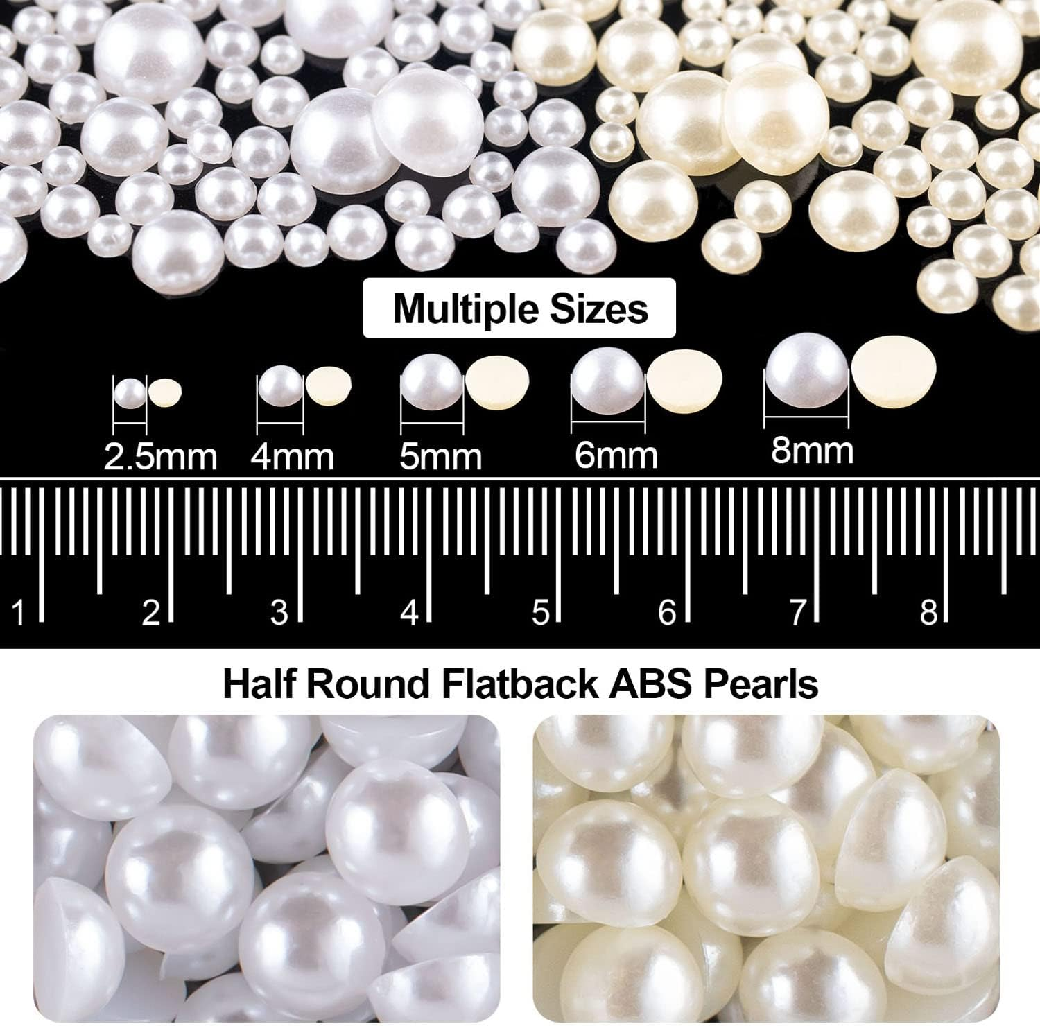 Flat Back Rhinestone+Half round Pearl Kits Colorful Rhinestones+White&Beige Pearls with Quick Dry Makeup Glue+Picker Pencil+Tweezer for Nail Art and Face Make-Up image number 2