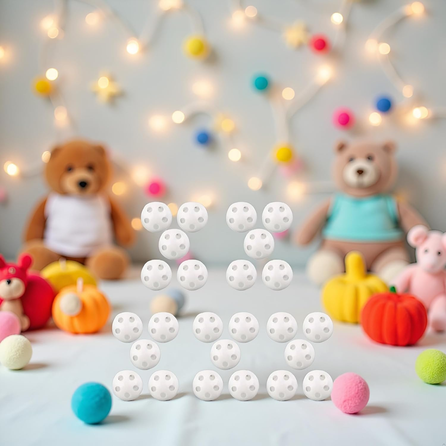 10Pcs White Rattle Balls Inserts Rattle Box Repair Doll Noise Maker Noise Maker Insert Rattle for Animal Puppet Doll,Rattles and Plush Rings Crochet Rattle image number 6