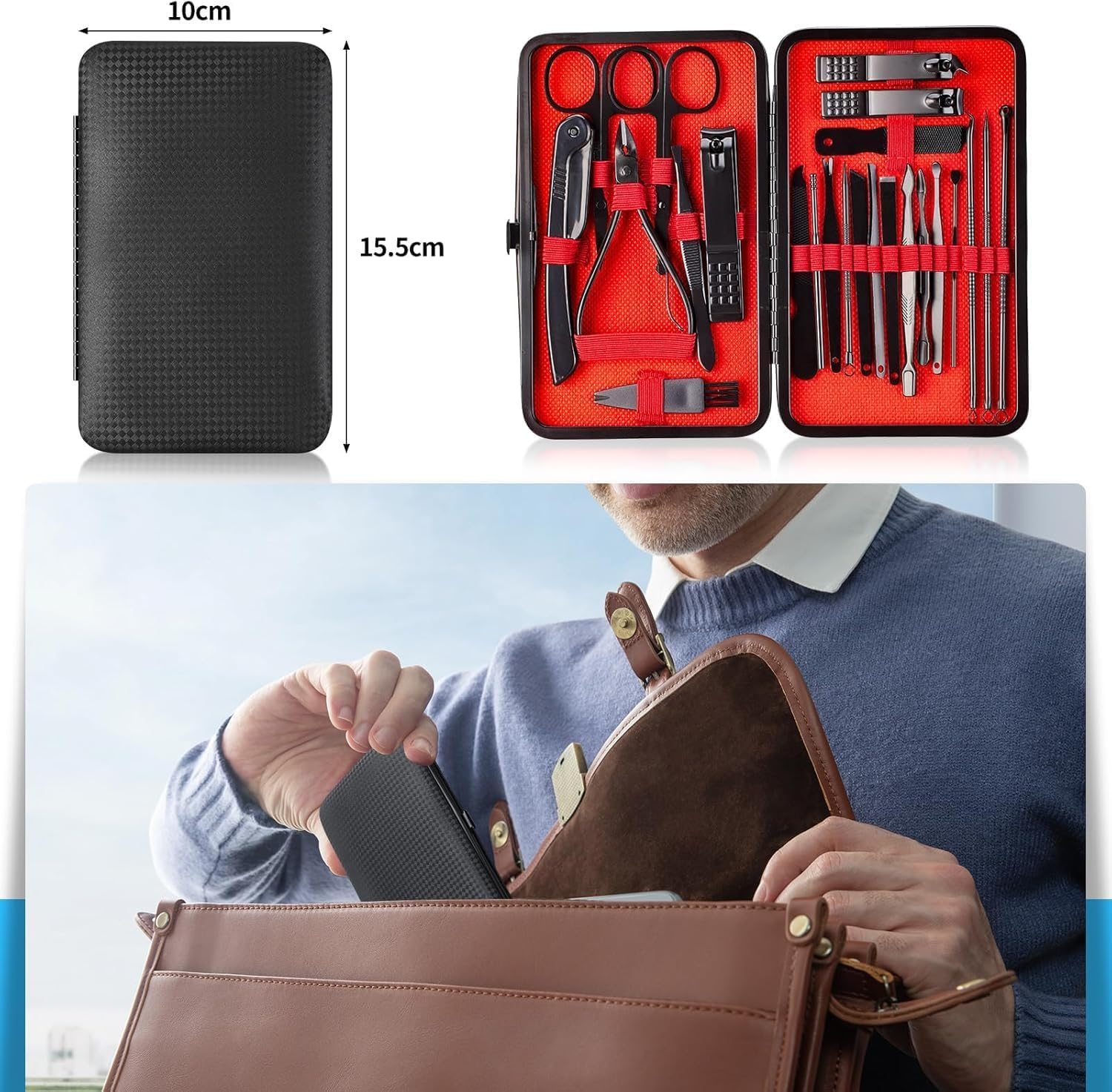 Father'S Day 24Pcs Professional Nail Clipper Gift Set- Surgical Steel Manicure/Pedicure Kit for Thick Nails, Cuticle Remover & Toenail Care Tools in Travel Case Christmas Ideal Gifts image number 4