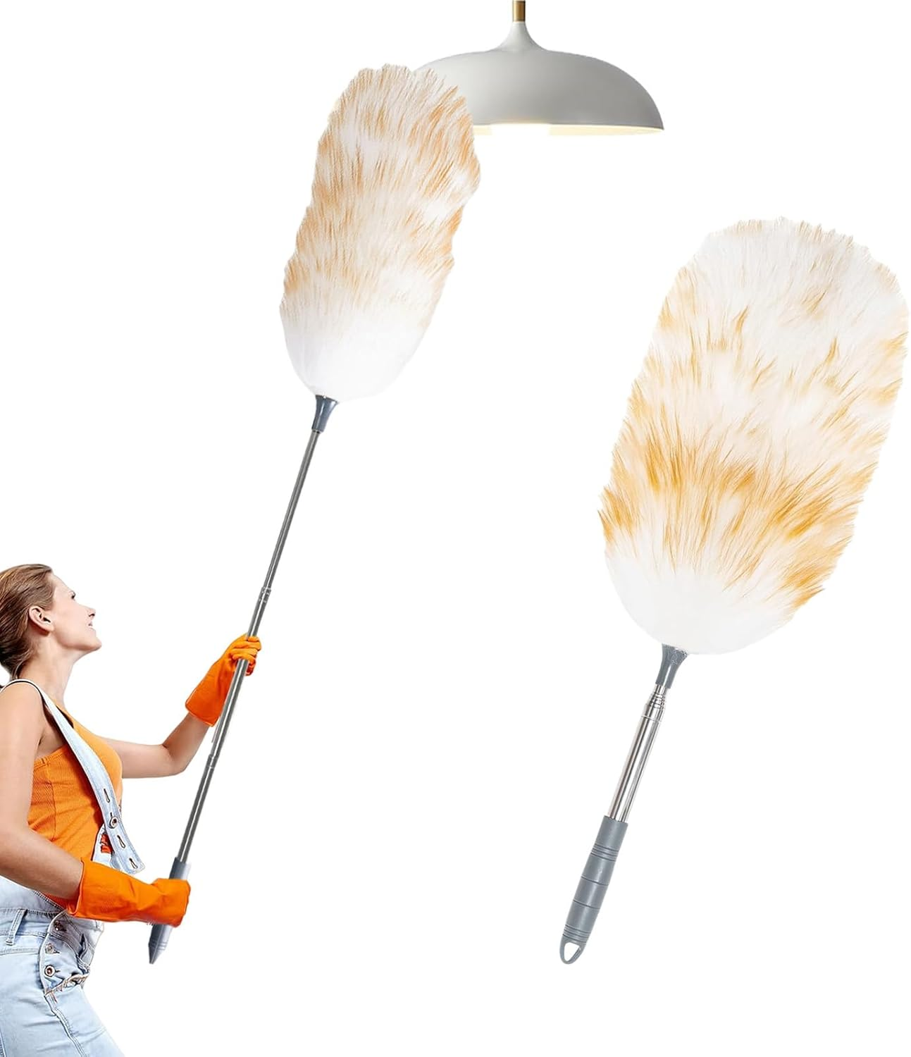 Lambswool Duster Telescopic Washable, 140 Cm Lambswool Duster Electrostatic Dust Absorption for Ceilings High Surfaces, Ceiling Fans and Sensitive Facilities, Car, Office Cleaning image number 3