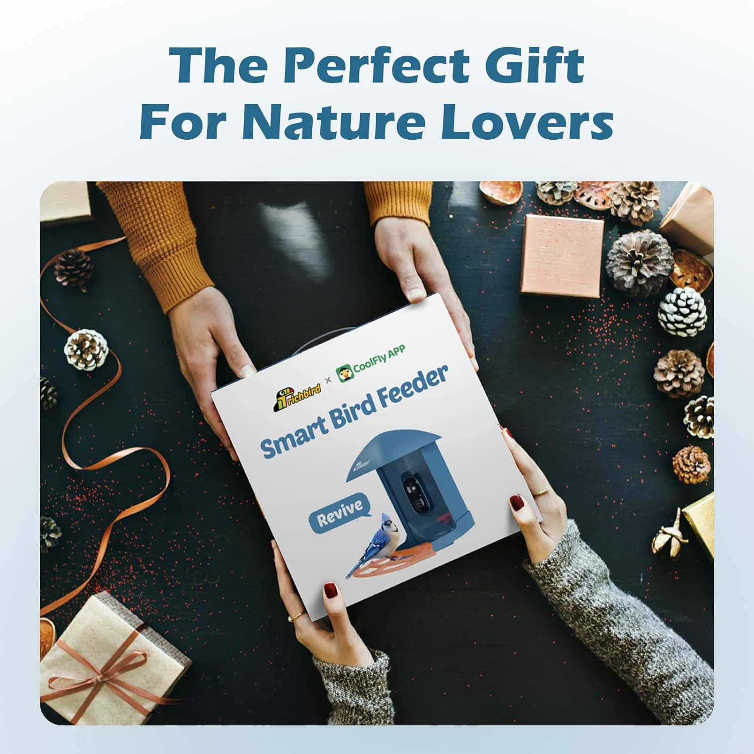 Smart Bird Feeder with Camera, 2K HD Birdwatching Camera with AI Identify Bird Species & Solar Panel, Auto Video Capture & Instant Notifications, Ideal Gifts for Lover, Deep Blue - Green image number 3