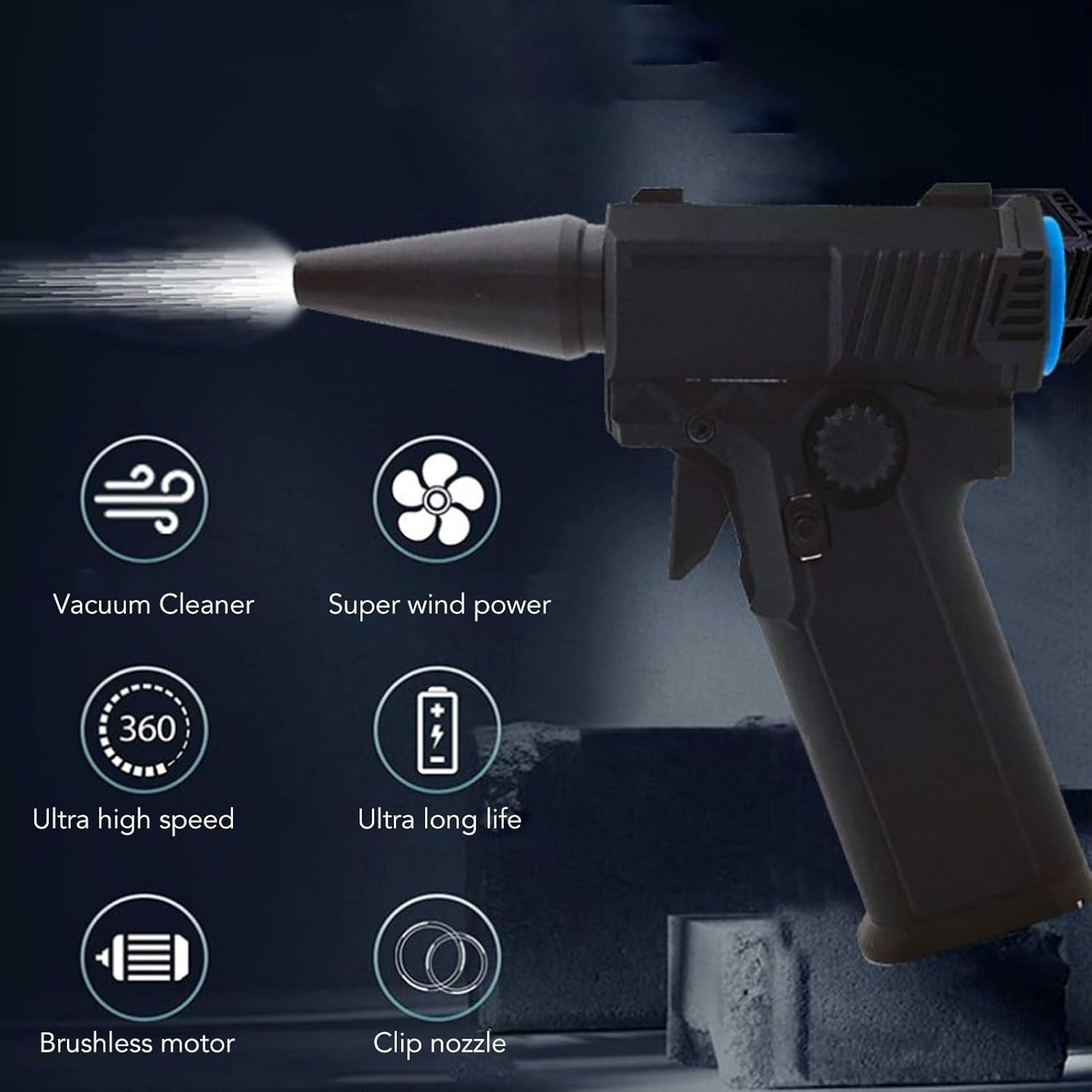 Electric Air Duster Blower, 200000RPM Compressed Air Duster with Stepless Speed Adjustment, Jet Dry Blower for PC, Laptop, Console Cleaning