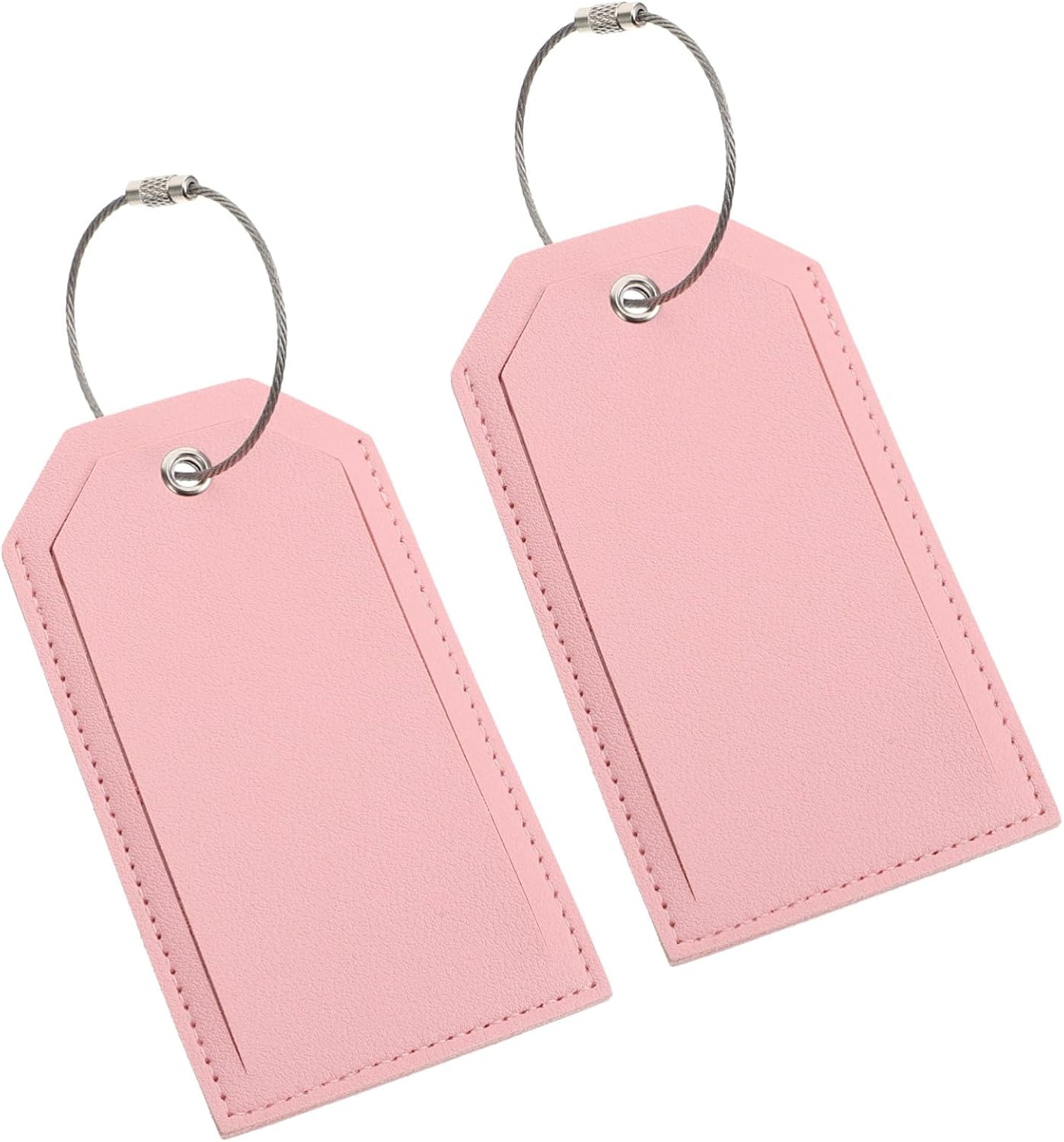 MOKKHNB 2Pcs Thickened PU Leather Luggage Hanging Name Tag Pink Suitcase Id Holders with Buckle for Travel Bags Lightweight Travel Tags for Easy Baggage Identification image number 1