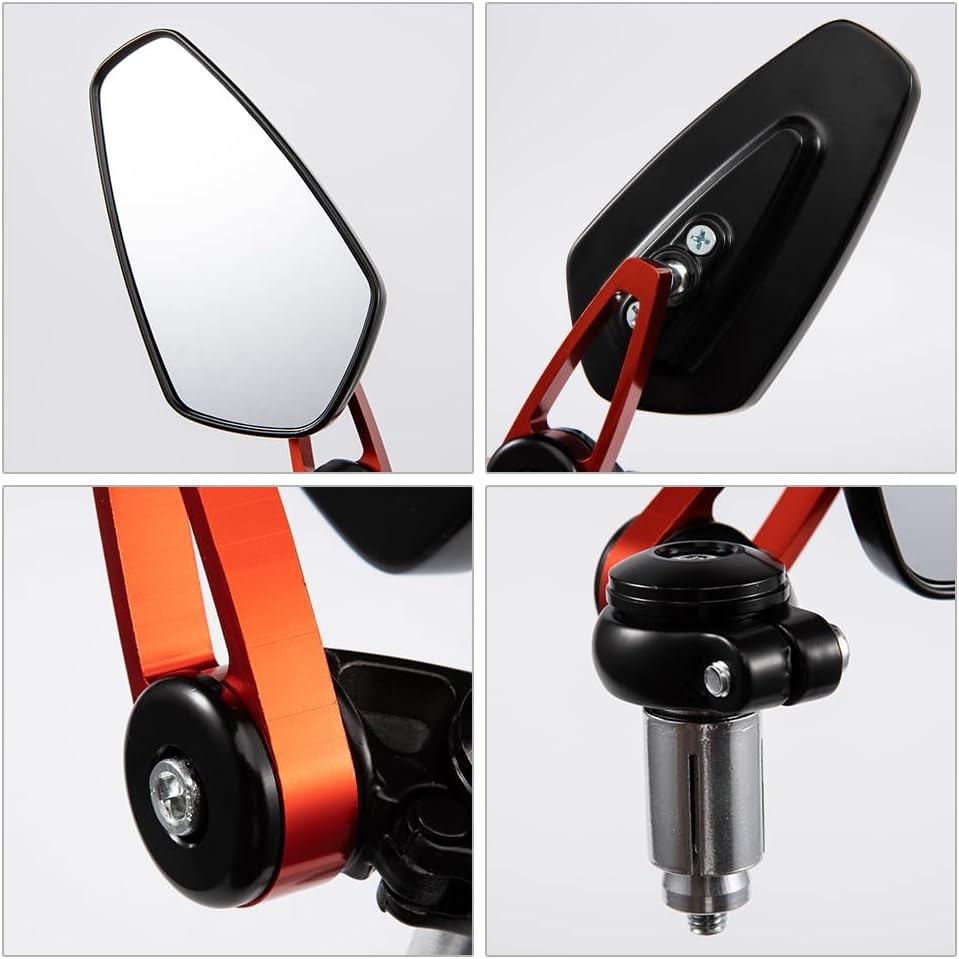 7/8" 22Mm Bar End Rear Mirrors Motorcycle Accessories Motorbike Scooters Rearview Mirror Side View Mirrors Moto for Cafe Racer Wide Angle Blind Spot Free Motorcycle Rearview Mirror - 1 Black image number 7