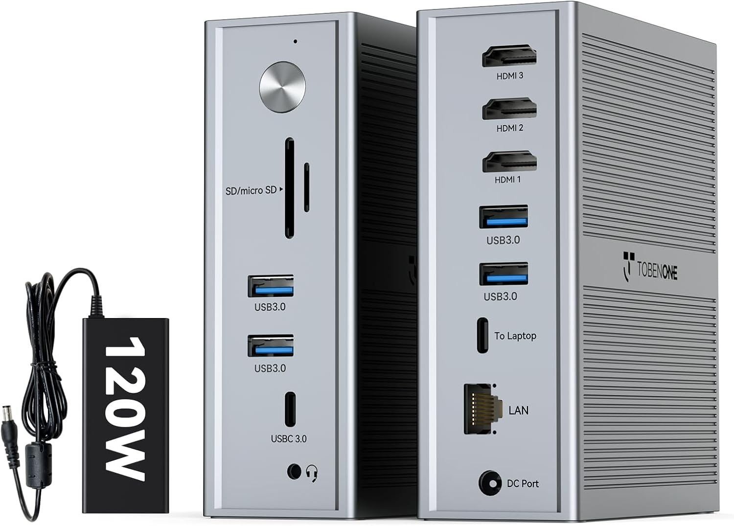 Tobenone Displaylink Docking Station 3 Monitors, 14-In-1 USB C Triple Monitor Docking Station for M1 M2 M3 M4 Macbook/Mac Mini, Windows, Chrome (3HDMI, 120W Power Supply, 5 USB, Ethernet, Sd/Micro SD image number 5