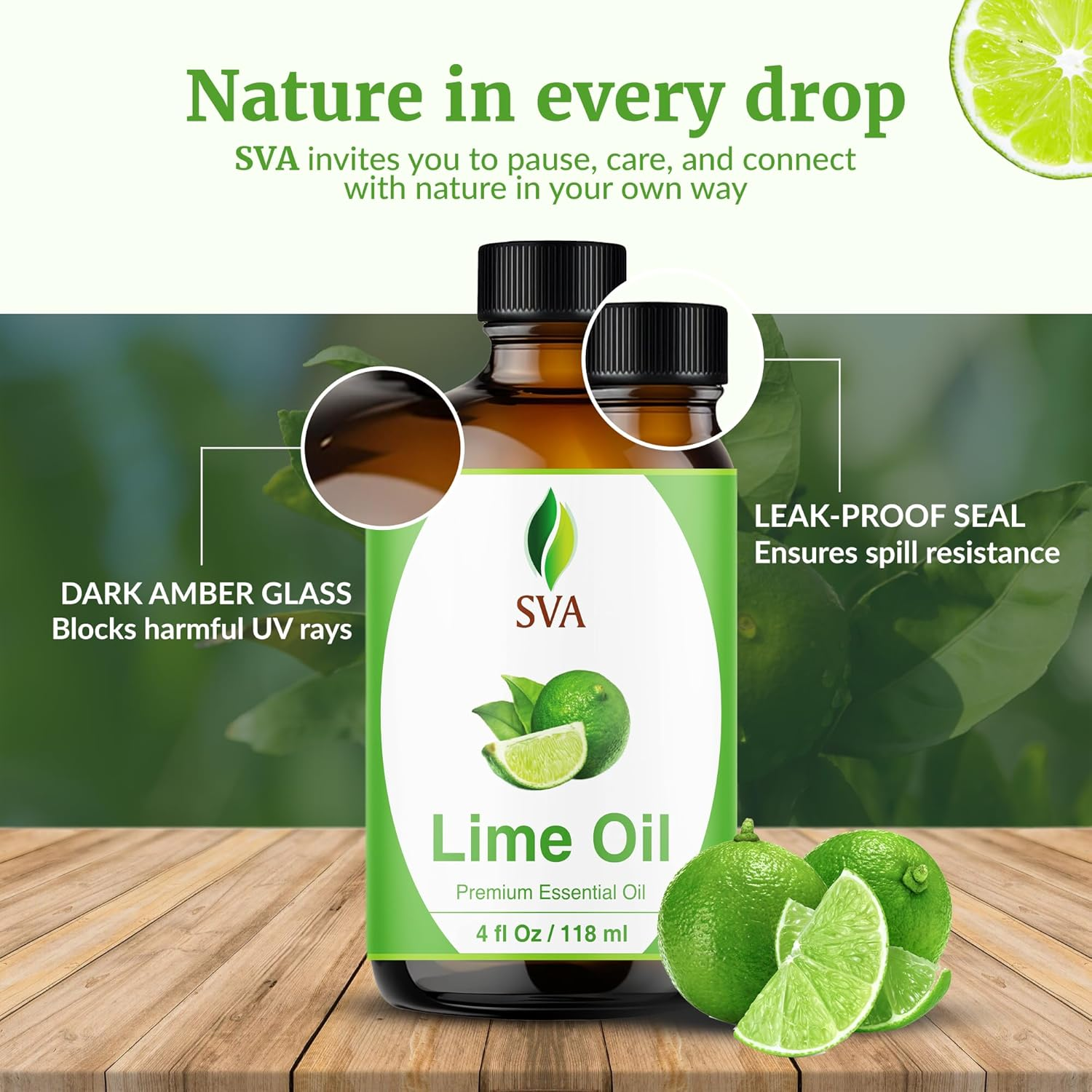 SVA Lime Oil 4 Fl Oz &ndash; 100% Natural Steam Distilled Essential Oil with Dropper &ndash; for Diffuser, Hair, Skin, Soap & Candle Making image number 2