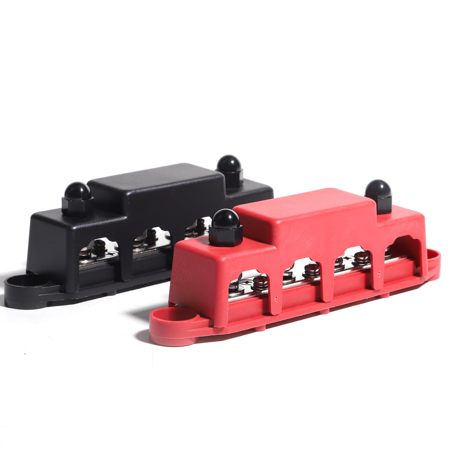 Aikoolwer Power Distribution Block Bus Bar 2 PCS 5/16" M8 250 AMP 12V 24V Automatic Marine Electric Busbar 4 Stud Black Red Junction Block Car Boat Marine Caravan RV image number 3