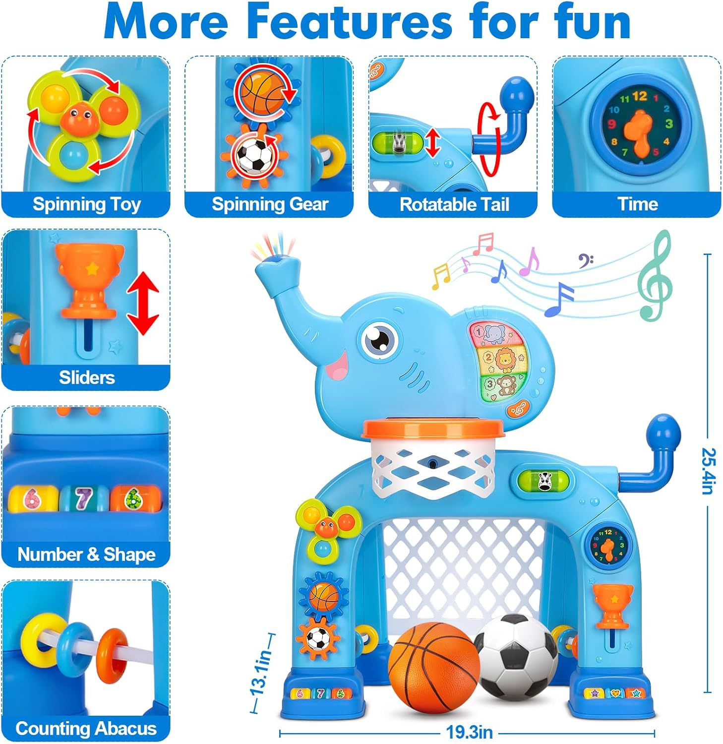 GMAOPHY Toddler Basketball Hoop & Soccer Goal, Toys for 1 2 3 Year Old Boys Girls, Kids Sports Toy with Light Sound Music, Montessori Toys for Baby 12-18 Months, Christmas Birthday Gifts for Ages 1-3