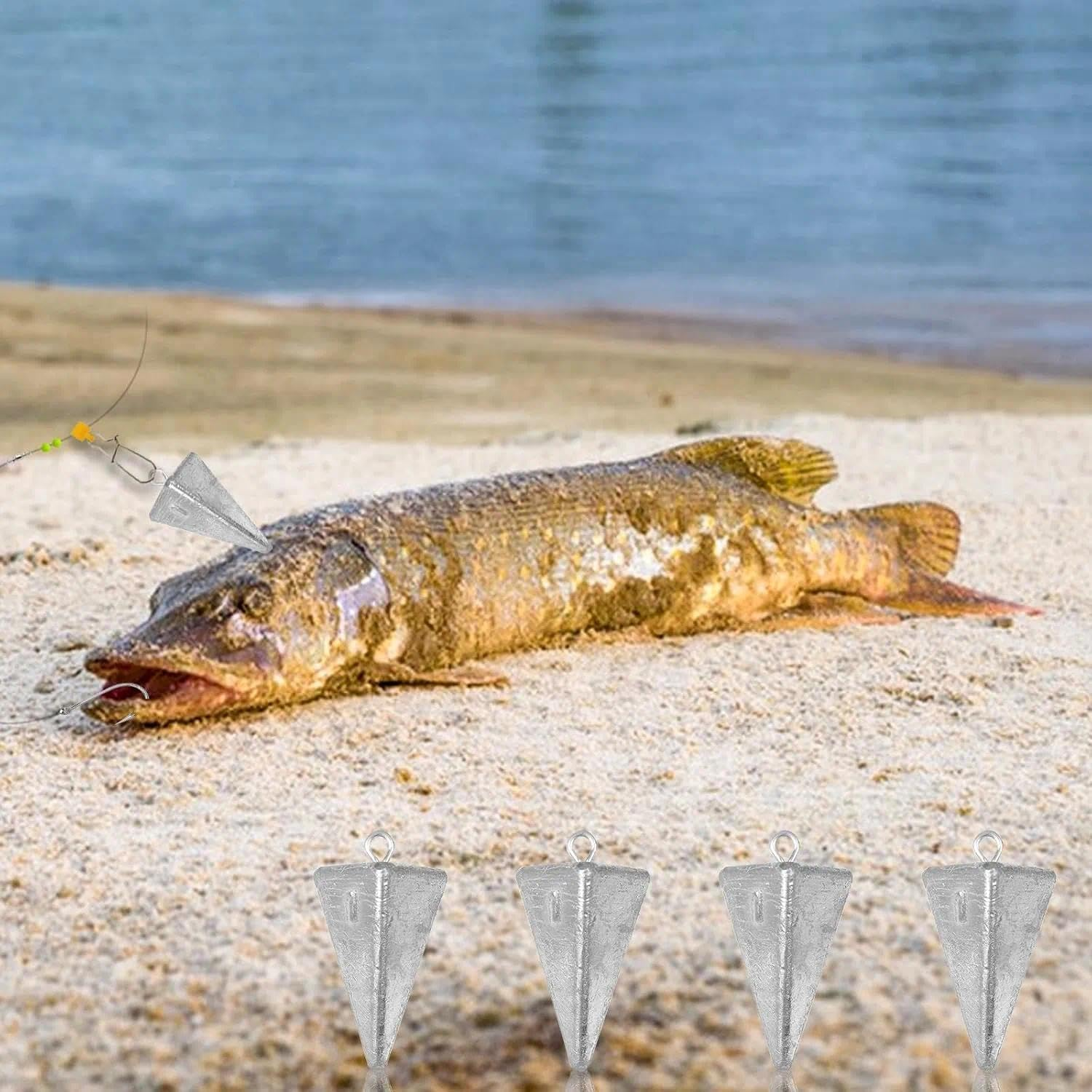 Fishing Sinkers Set, Pyramid Sinkers for Surf Fishing, Compatible with Popular Fishing Rigs, Soft Lead, 10-Pack for Saltwater Fishing Gear, Durable Design Damaill（1Oz） image number 2