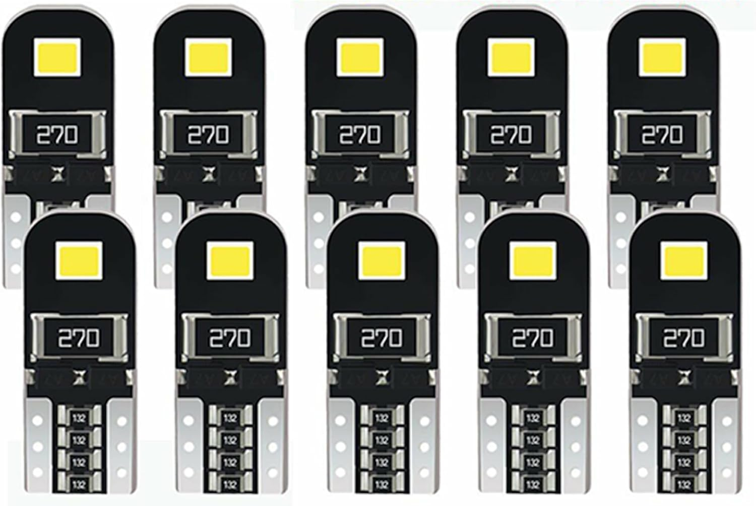 10 Pcs CANBUS Error Free T10 W5W 194 168 Wedge Interior LED Light Bulbs image number 6