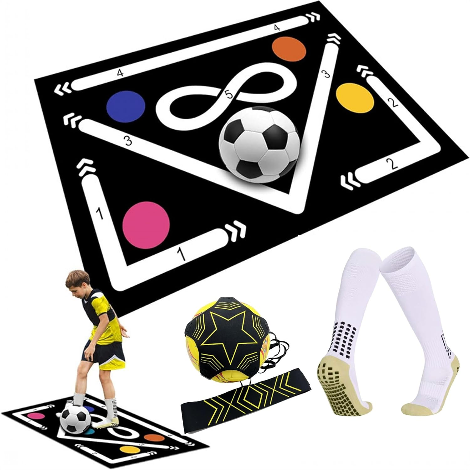 Soccer Training Mat, Football Footstep Training Mat, Anti-Skid, Silent Shock Absorption Ball Mastery Mat, Soccer Training Equipment for Kids image number 4