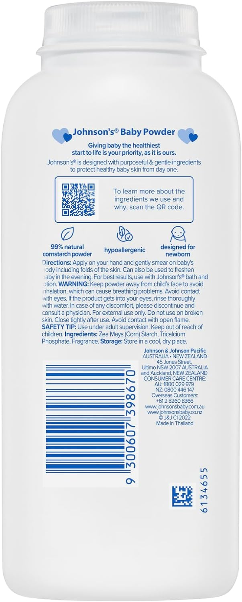 Johnson&rsquo;S Baby Pure Cornstarch Moisture Absorbing Baby Powder 200G|99% Natural, Plant-Based Cornstarch |Keep Skin Dry & Soft, Preventing Heat Rash and Chafing|Suitable for Both Adults & Babies image number 1