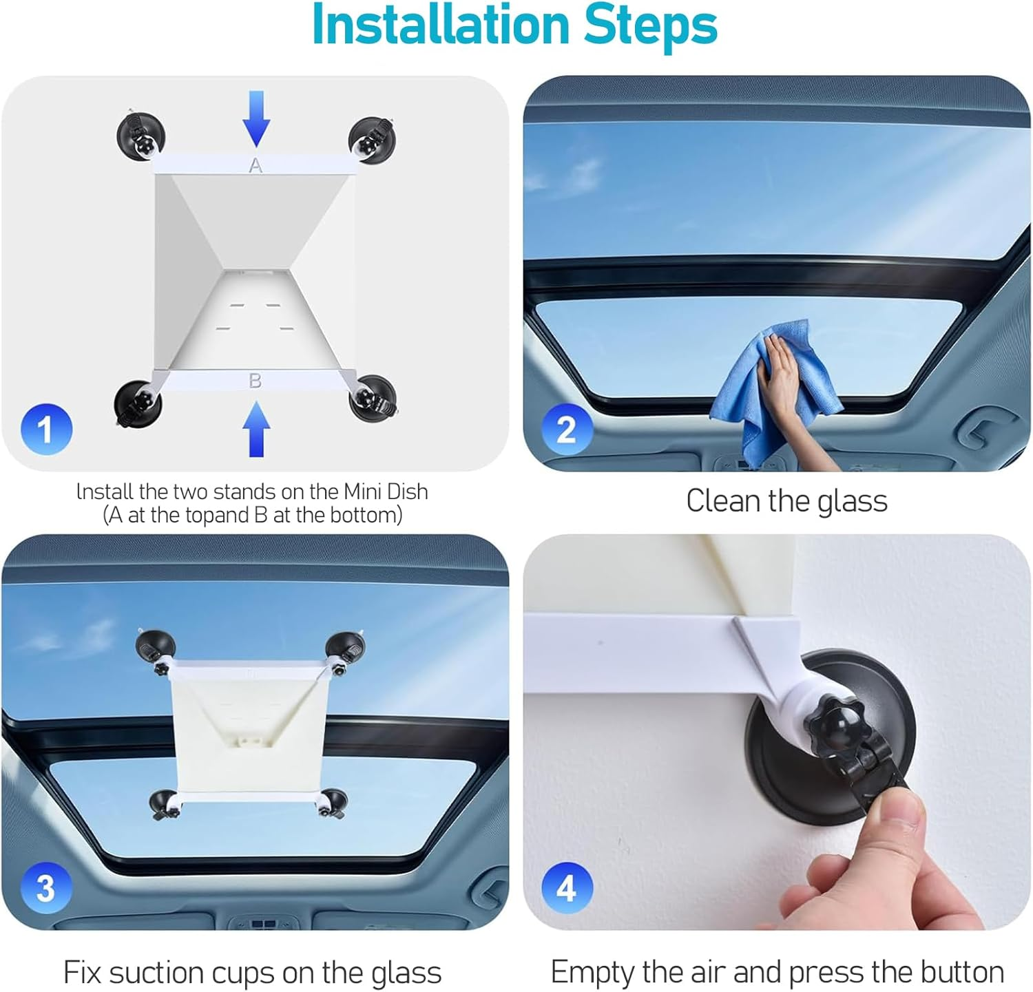 Daboot Starlink Mini Mount - Suction Cup Car Mount for Star Link Mini Accessories Mounting Kit for Vehicle Windows and Sunroofs Starlink Roof Holder for Car, RV, Boat, Truck Glass (White) image number 6