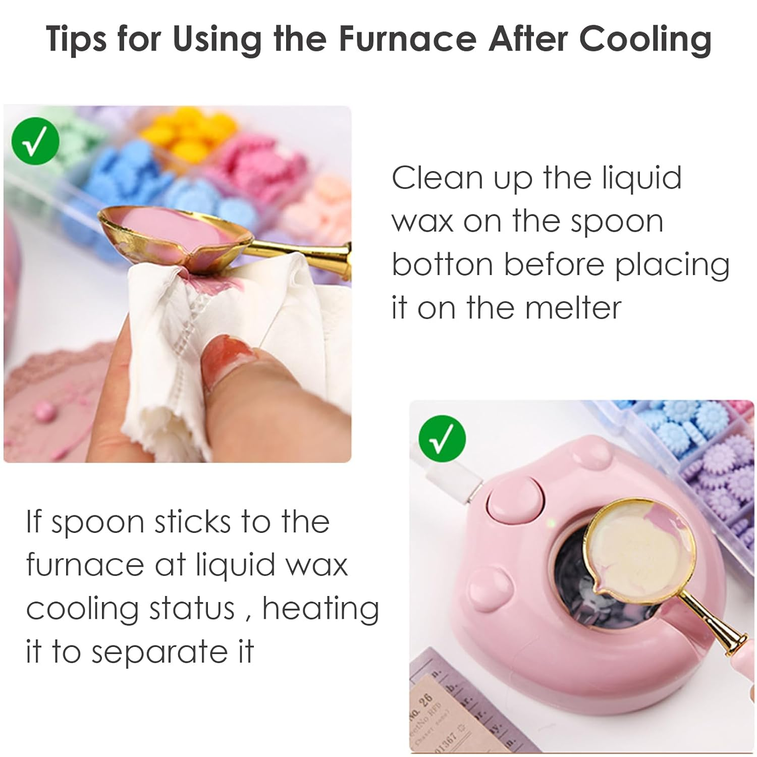 Andotopee Electric Wax Seal Warmer Kit with Melter, 2Pcs Spoon, Tweezers, Stir Pin for Fast Melting Beads Sticks, Envelope Stamp Seals Craft, Pink image number 3