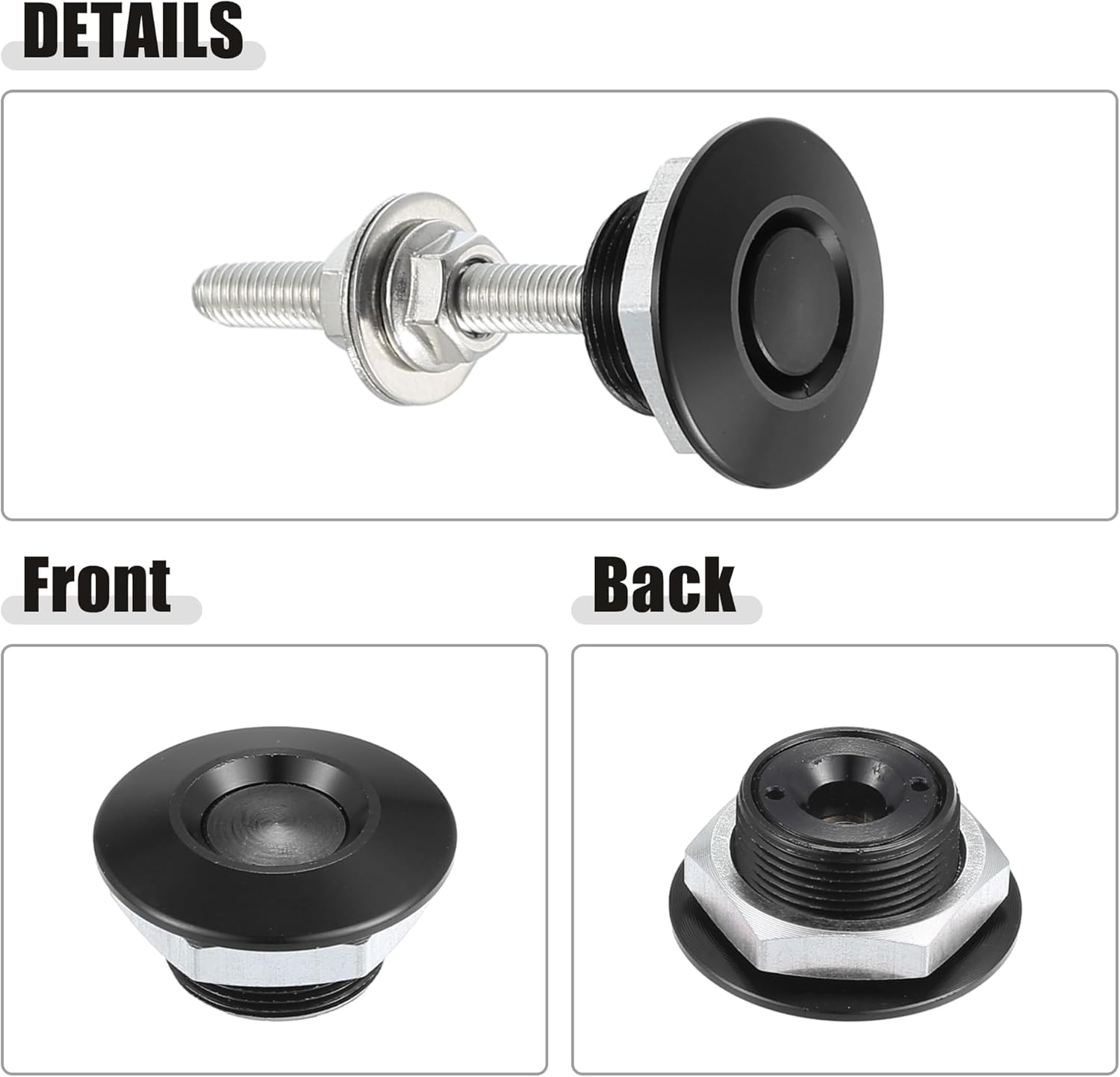 Quick Release Lock Latch Bumper License Plate Lock Clip Push Button Bonnet, 4Pcs Vehicle Hood Pins Quick Release Lock Latch Bumper Button Bonnet, Aluminum Alloy Quick Latch Lock for Auto Bumper image number 2