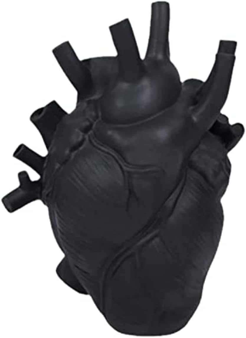 Resin Vase Planter, Decorative Heart Vase - Anatomical Heart Tabletop Decorative Craft, Farmhouse Living Room Bedroom Countertop (White,Small)