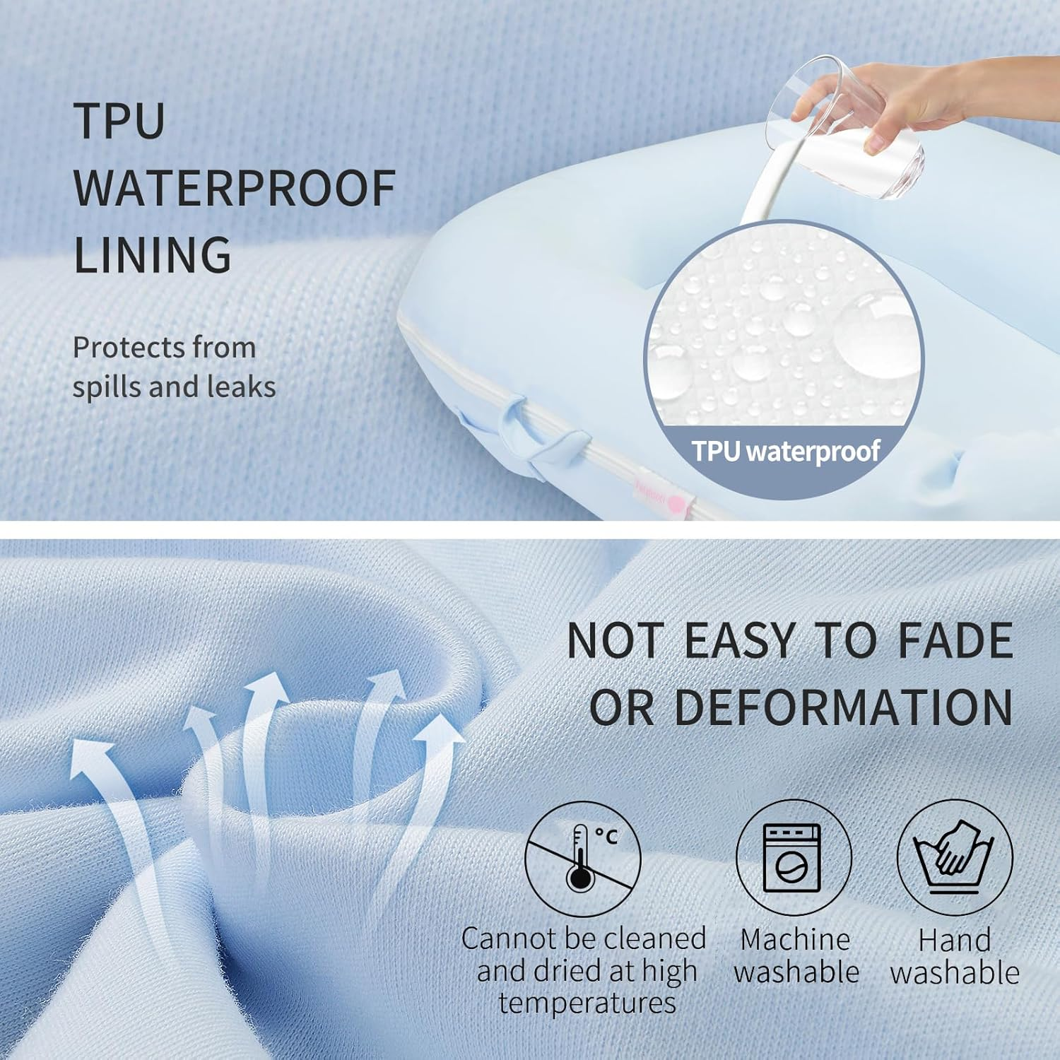 Organic Replacement Cover for Dockatot Deluxe+ Docks with Waterproof Pad Certified Organic Cotton Protects against Leaks Premium Quality Spare Cover (Cover Only) (Blue) image number 4