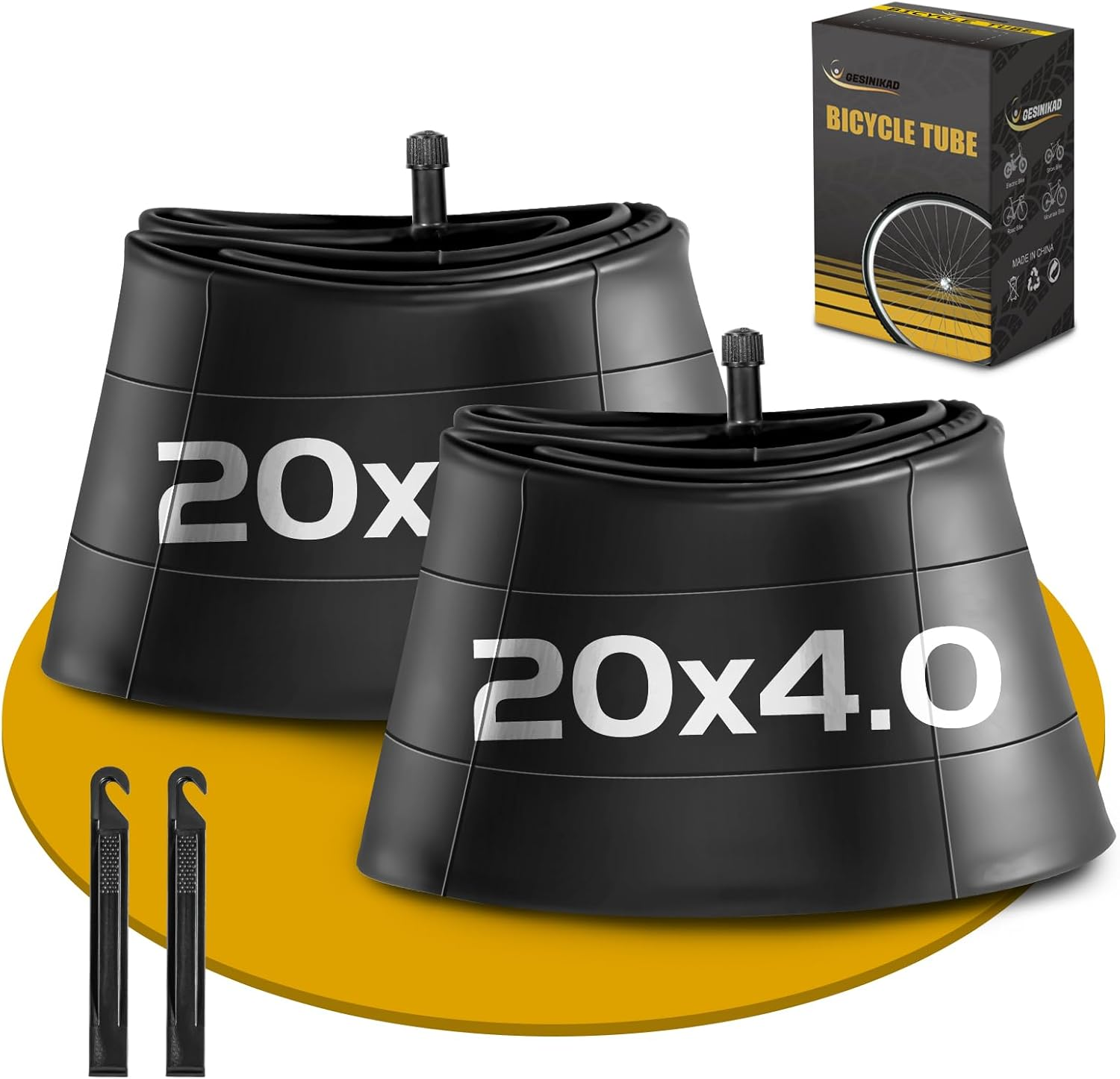 2 Pack 20 X 4.0 Fat Tire Tube Schrader Valve, Puncture Proof Bike Tubes for 20 X 4 Bicycle Tire, Butyl Rubber Inner Tube for Ebike/Electric Bike/Mountain Bike