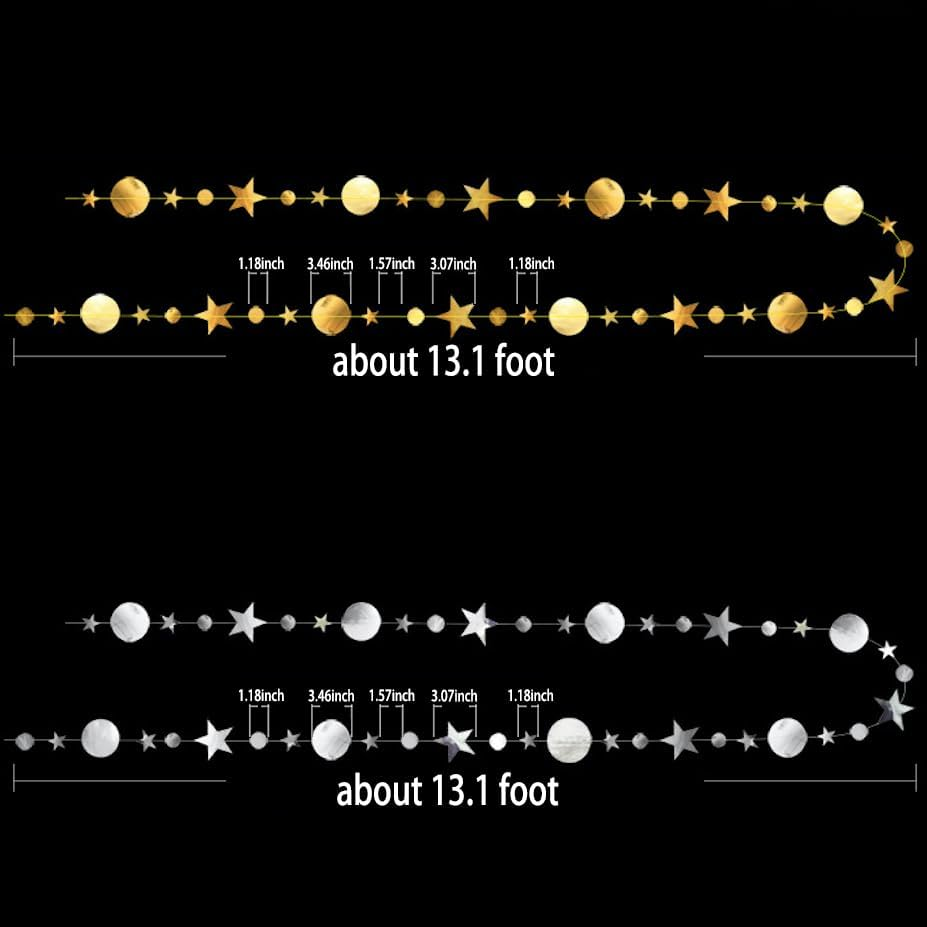 Gold Party Decoration Gold Star Circle Dot Hanging Garland Gold Hanging Streamer Decorations Glitter Star Bunting Banner Twinkle Backdrop for Wedding Anniversary Baby Shower Birthday Christmas - Blue image number 6