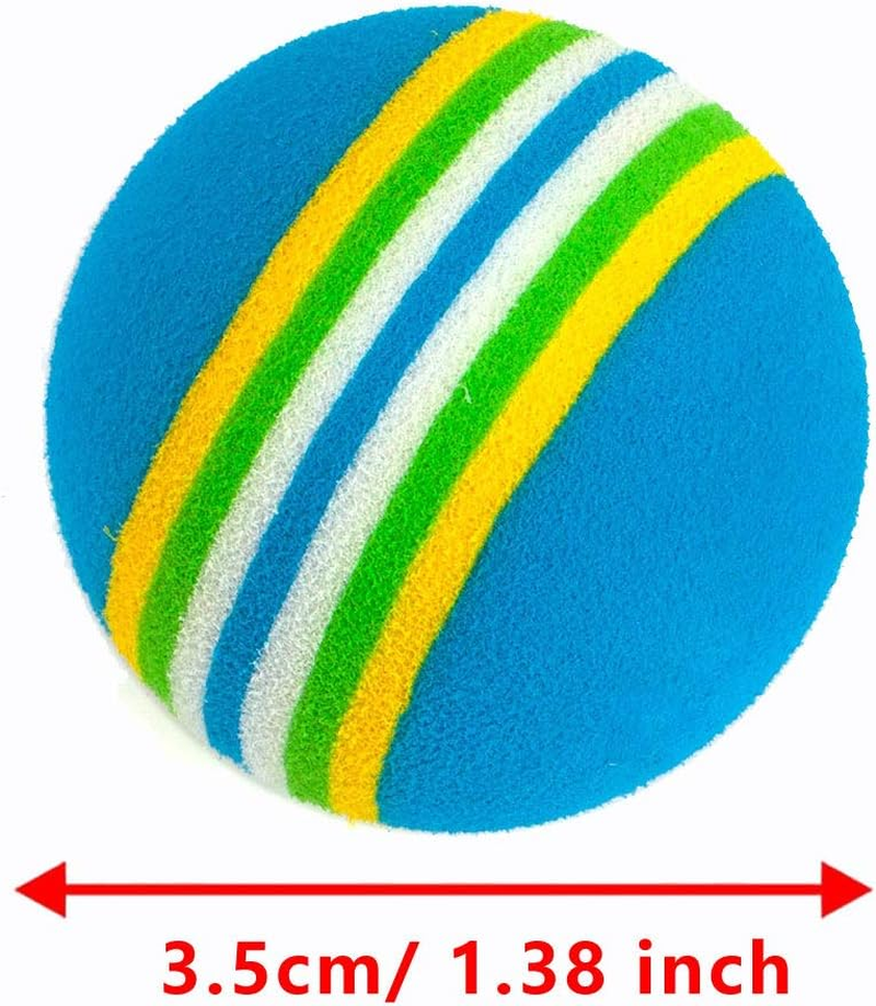 VOVIGGOL 12 Pack 2 Color Rainbow Cat Toy Balls Soft EVA Foam Interactive Indoor Kittens Favorite Toys 1.38" Dia. Small Dogs Puppies Toy Balls Bulk Activity Chase Quiet Play Sponge Ball - 12Pcs/ 2 Type Color image number 5