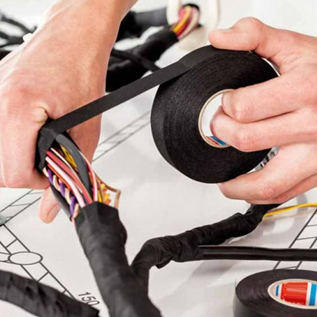 3Pcs 15M Heat-Resistant Flame Retardant Tape Adhesive Cloth Tape for Car Harness Wiring Loom Protection for Automotive Cable Tap image number 2